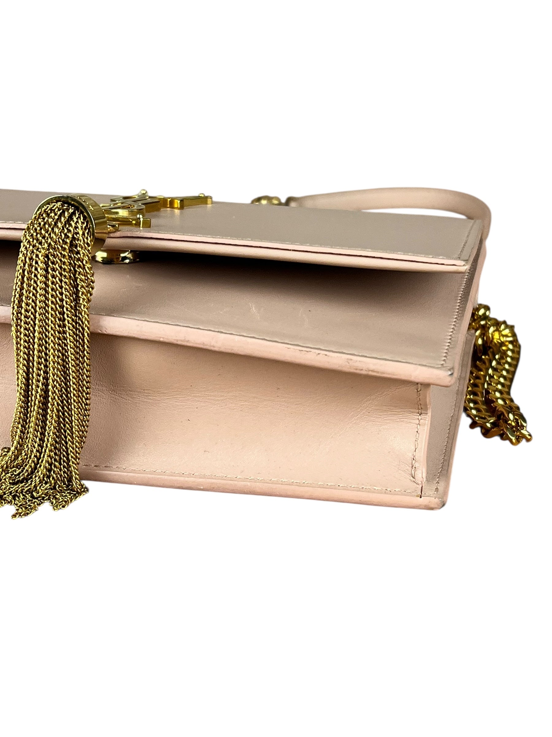 Saint Laurent Smooth Calfskin Monogram Kate Tassel Chain Pink
