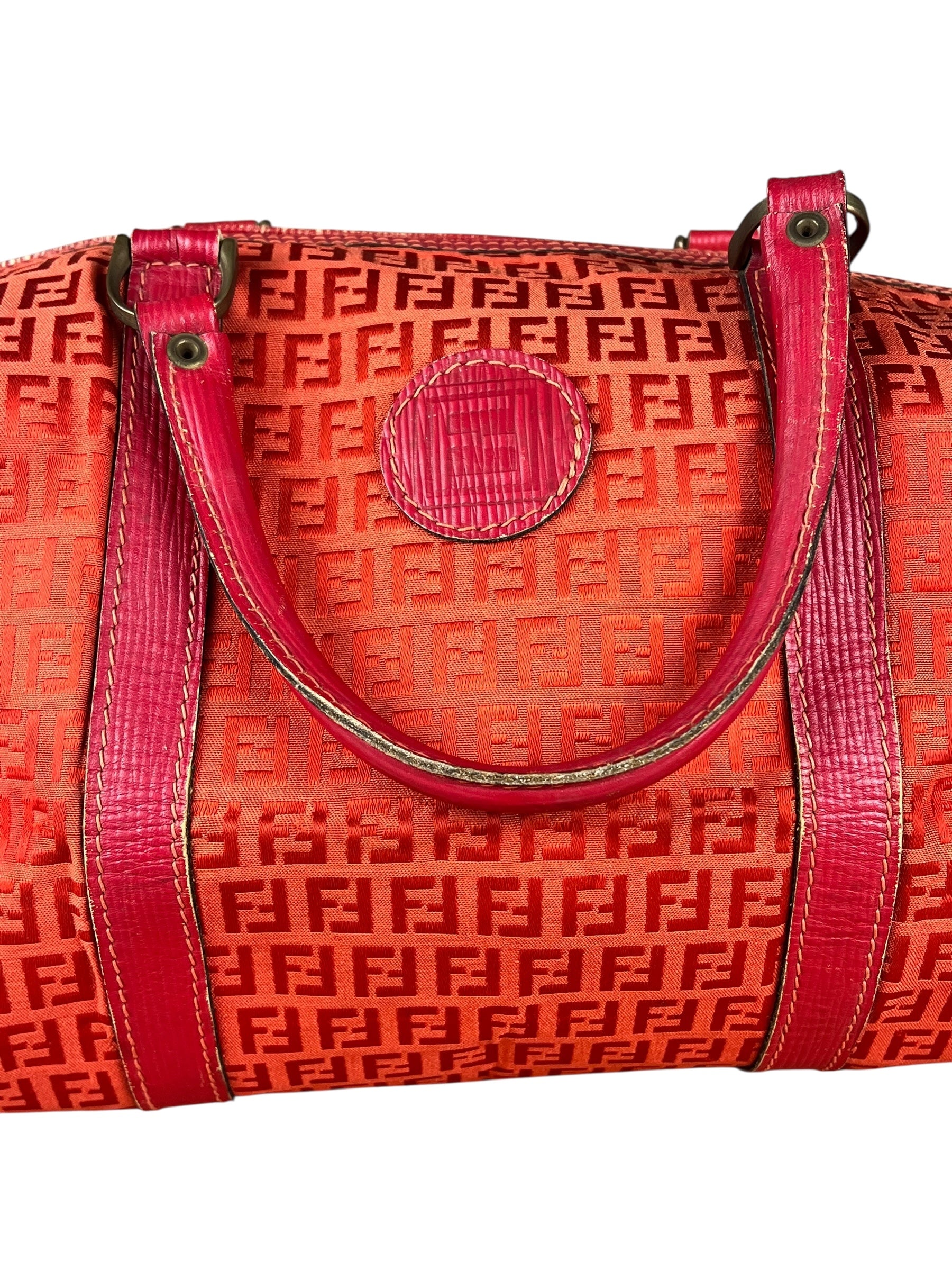 Fendi FF Vintage Boston Bag Red