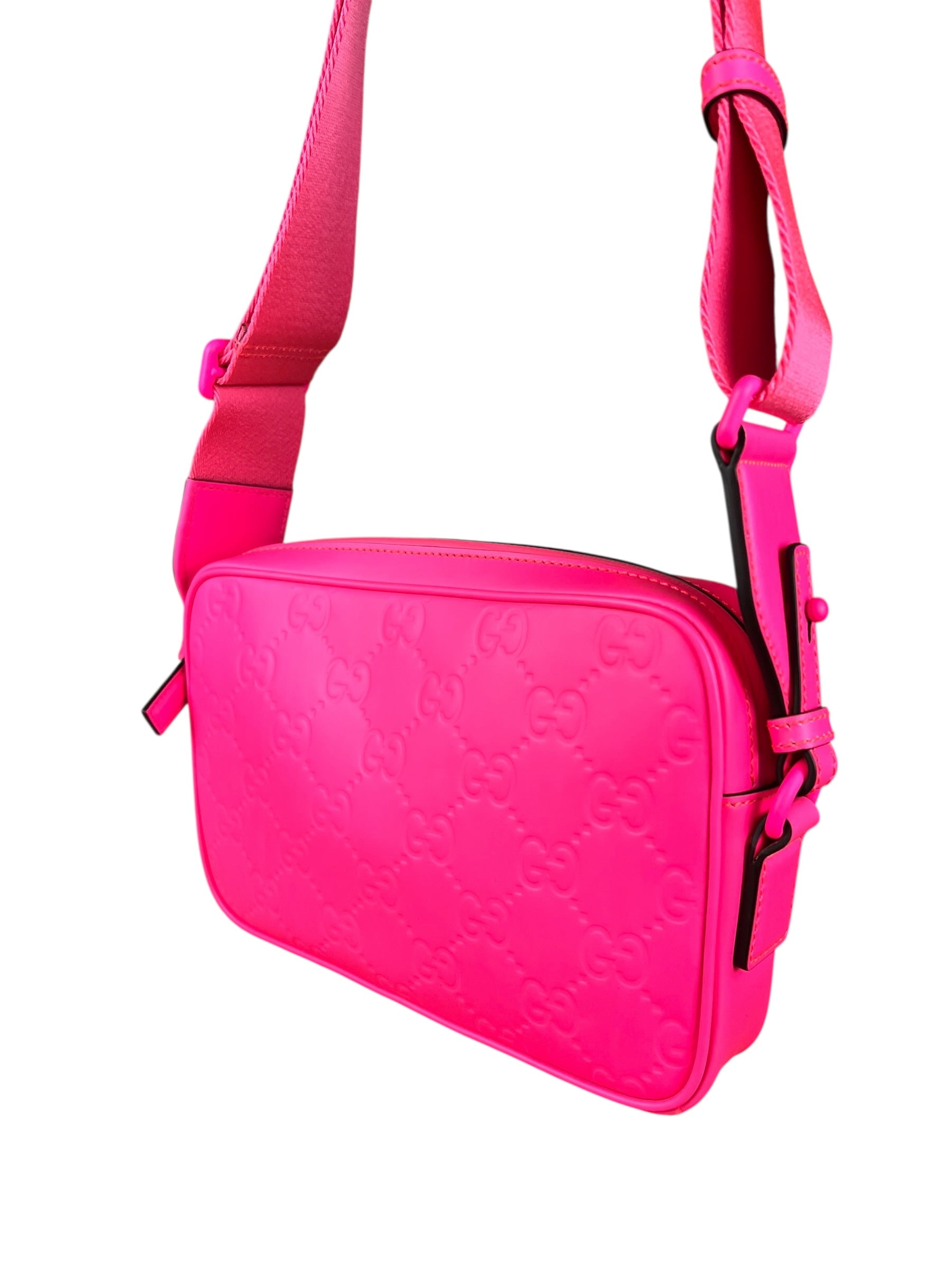 Gucci Hot Pink GG Rubber Effect Crossbody Bag