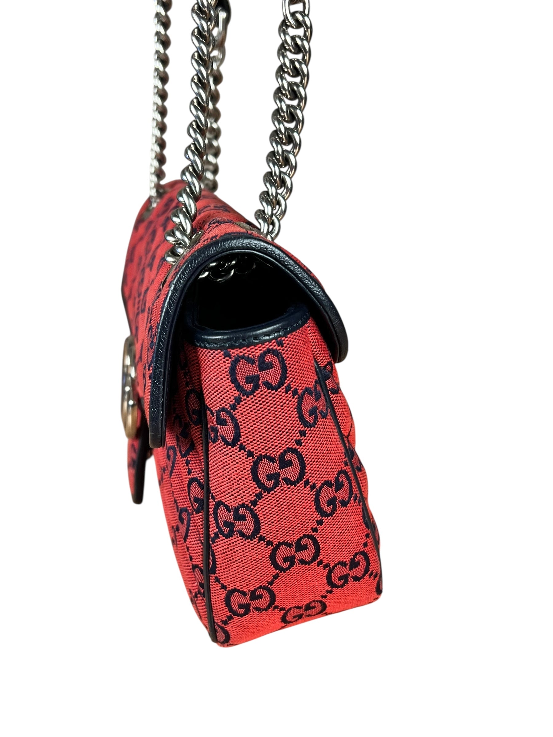 Gucci GG Red Marmont Flap Chain Shoulder Bag
