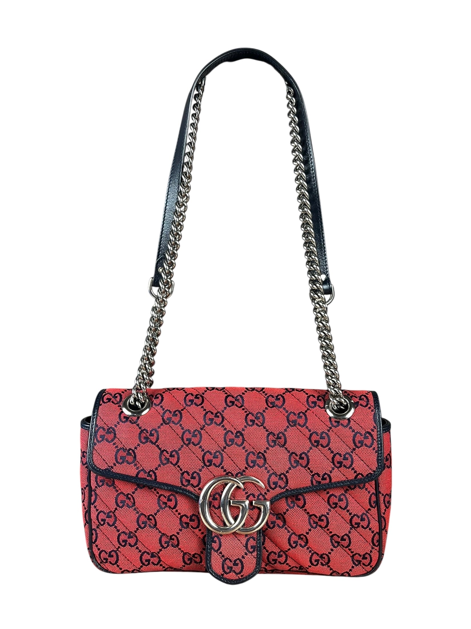 Gucci GG Red Marmont Flap Chain Shoulder Bag