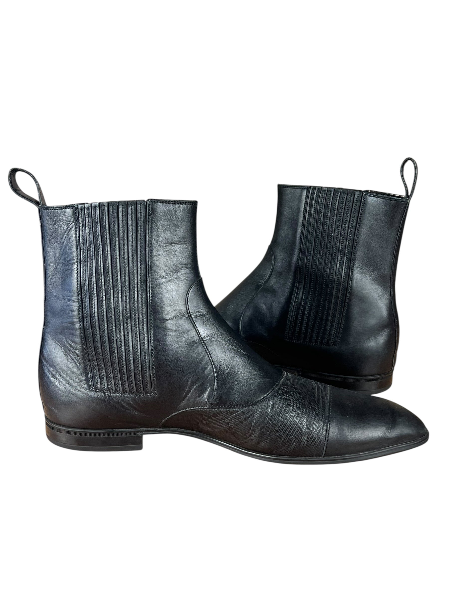 Gucci Black Imprime Pattern Leather Chelsea Boot