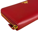 Prada Red Saffiano Leather Long Zippy Wallet