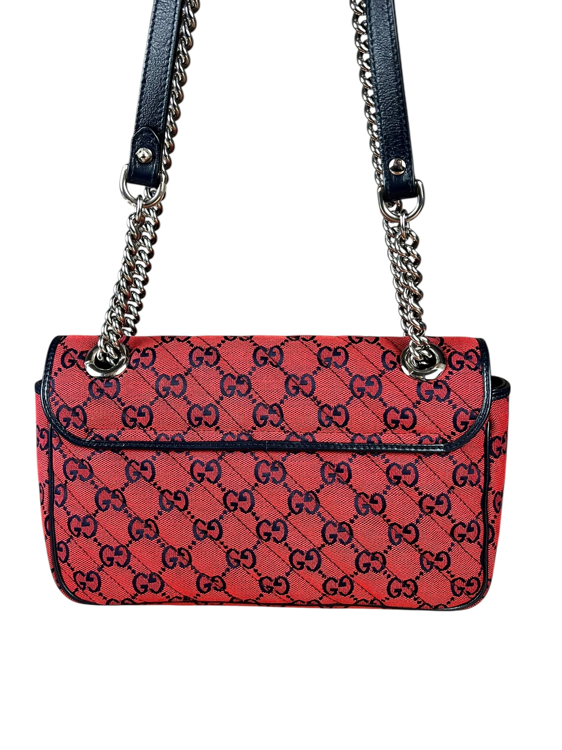 Gucci GG Red Marmont Flap Chain Shoulder Bag