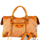 Balenciaga Wool Knit Orange City Bag
