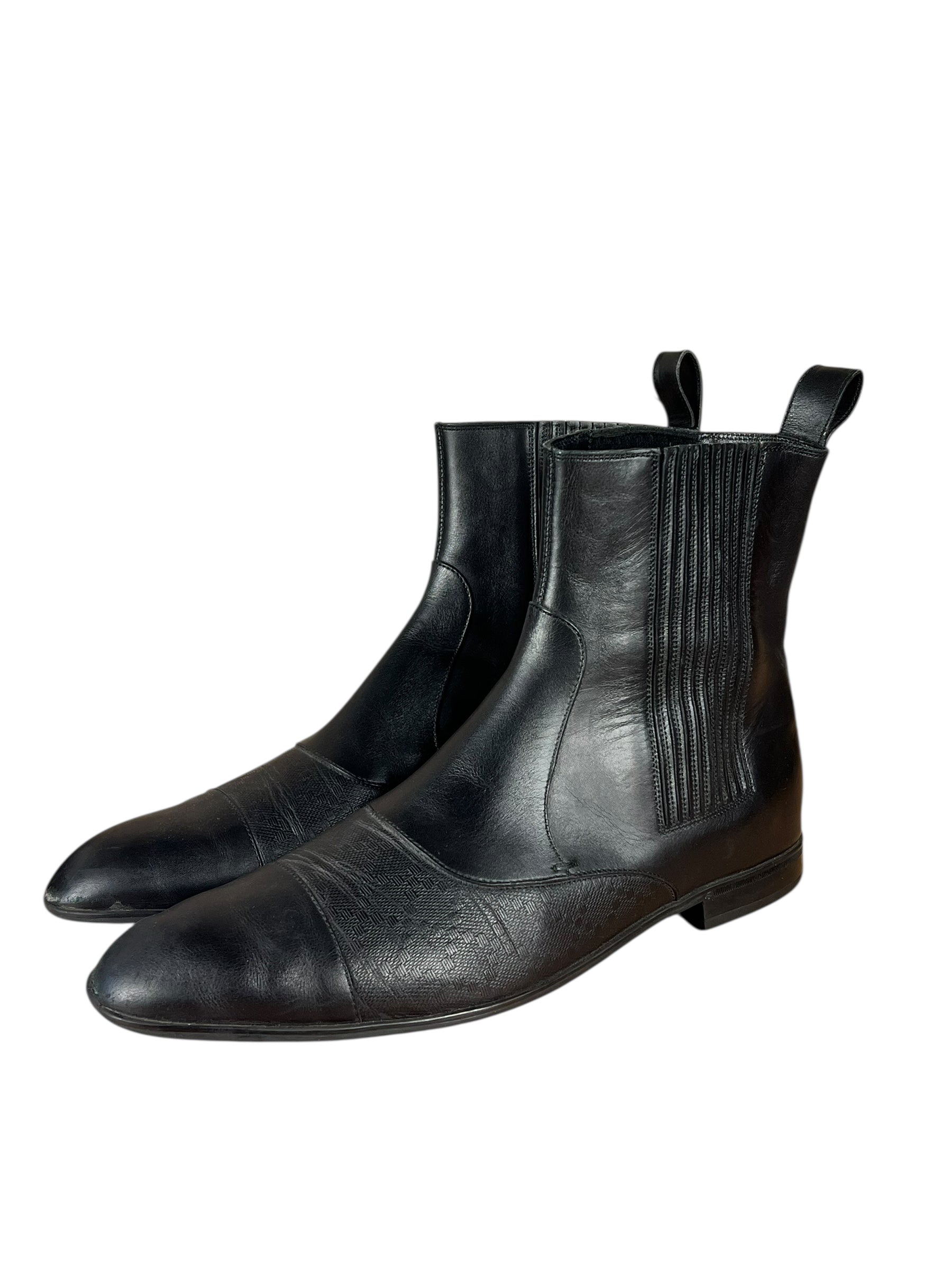 Gucci Black Imprime Pattern Leather Chelsea Boot