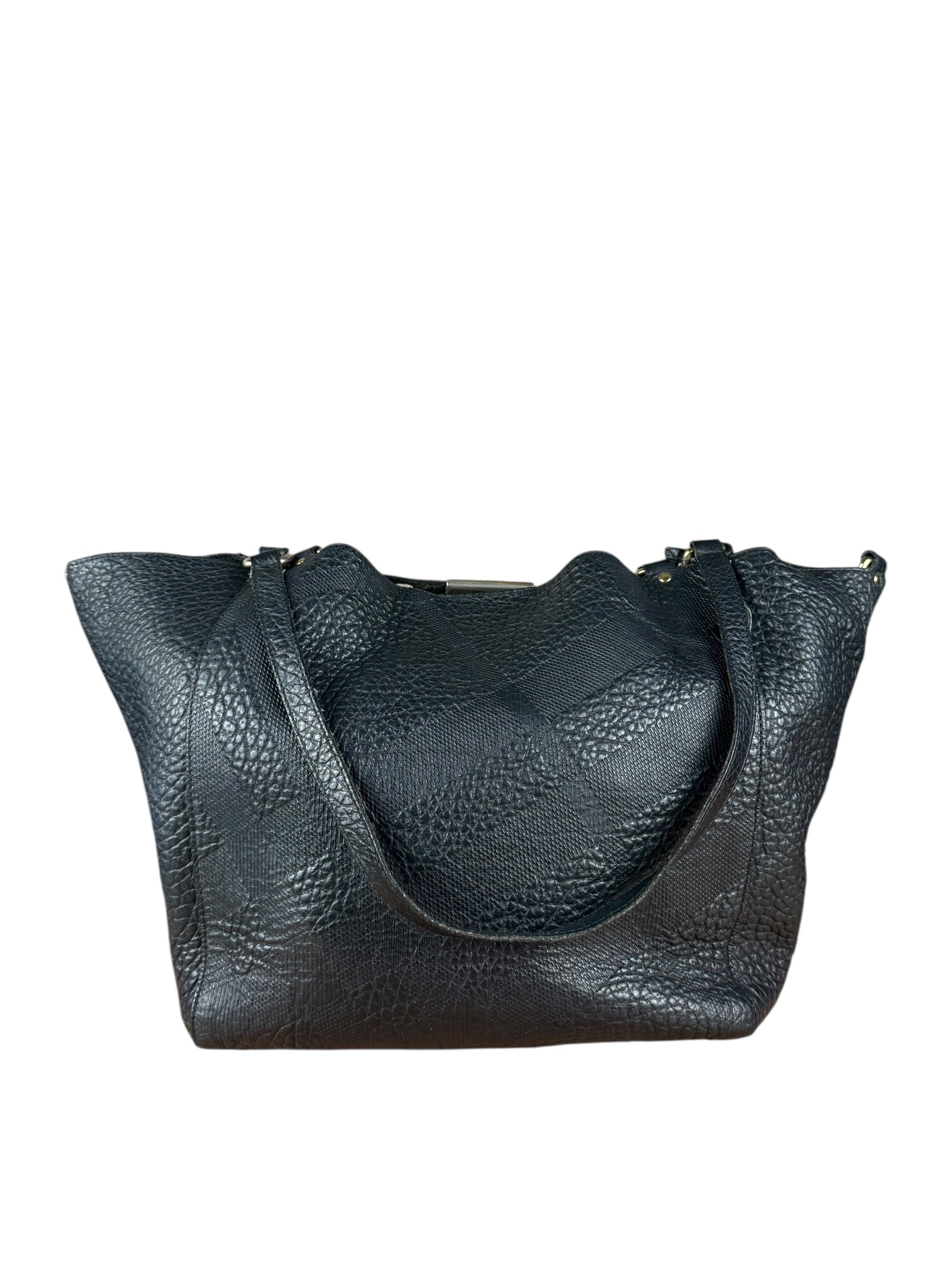 Burberry Black Pebbled Leather Shoulder Bag