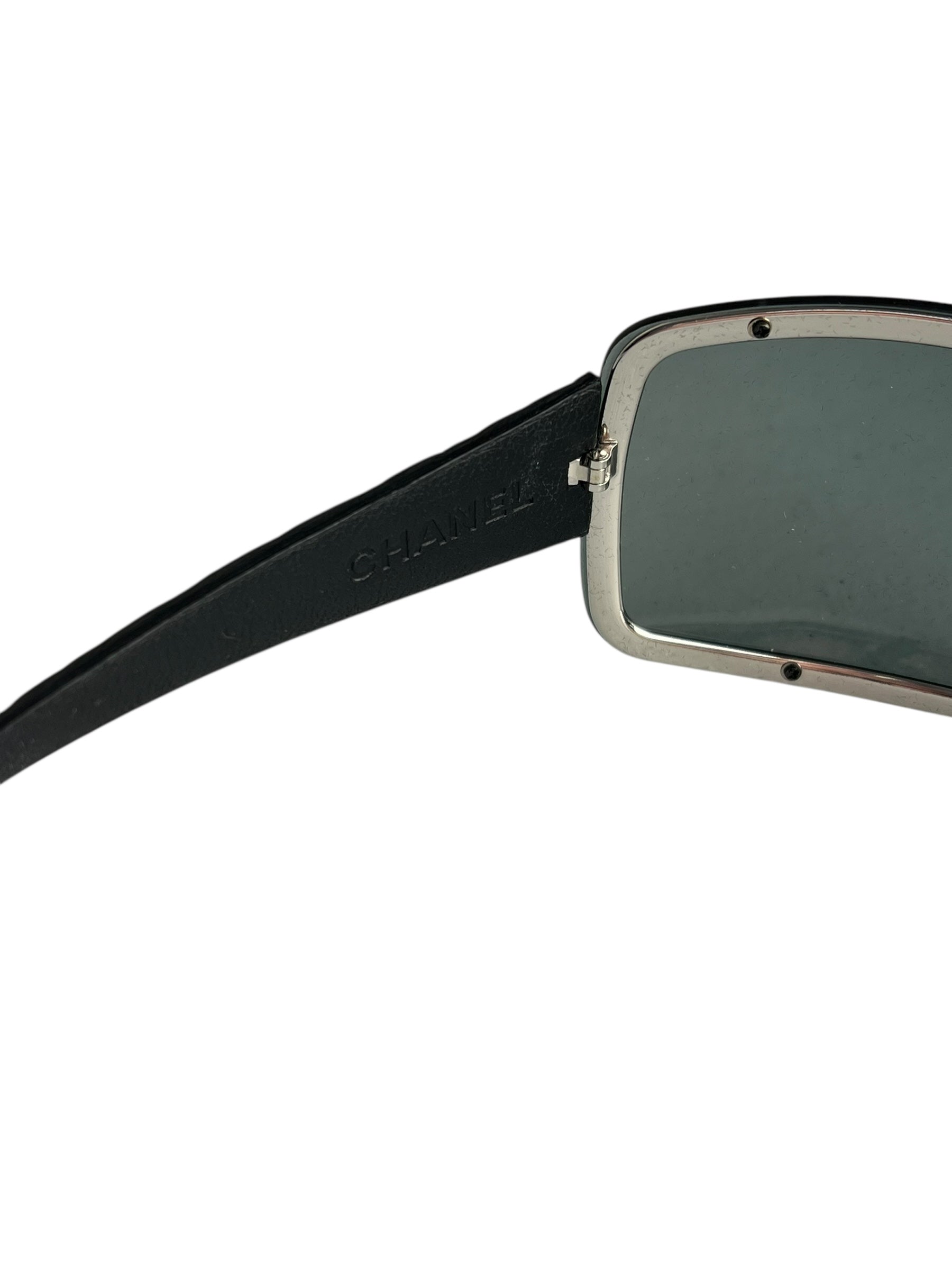 Chanel Black Quilted Y2K Wide Frame Sunglasses