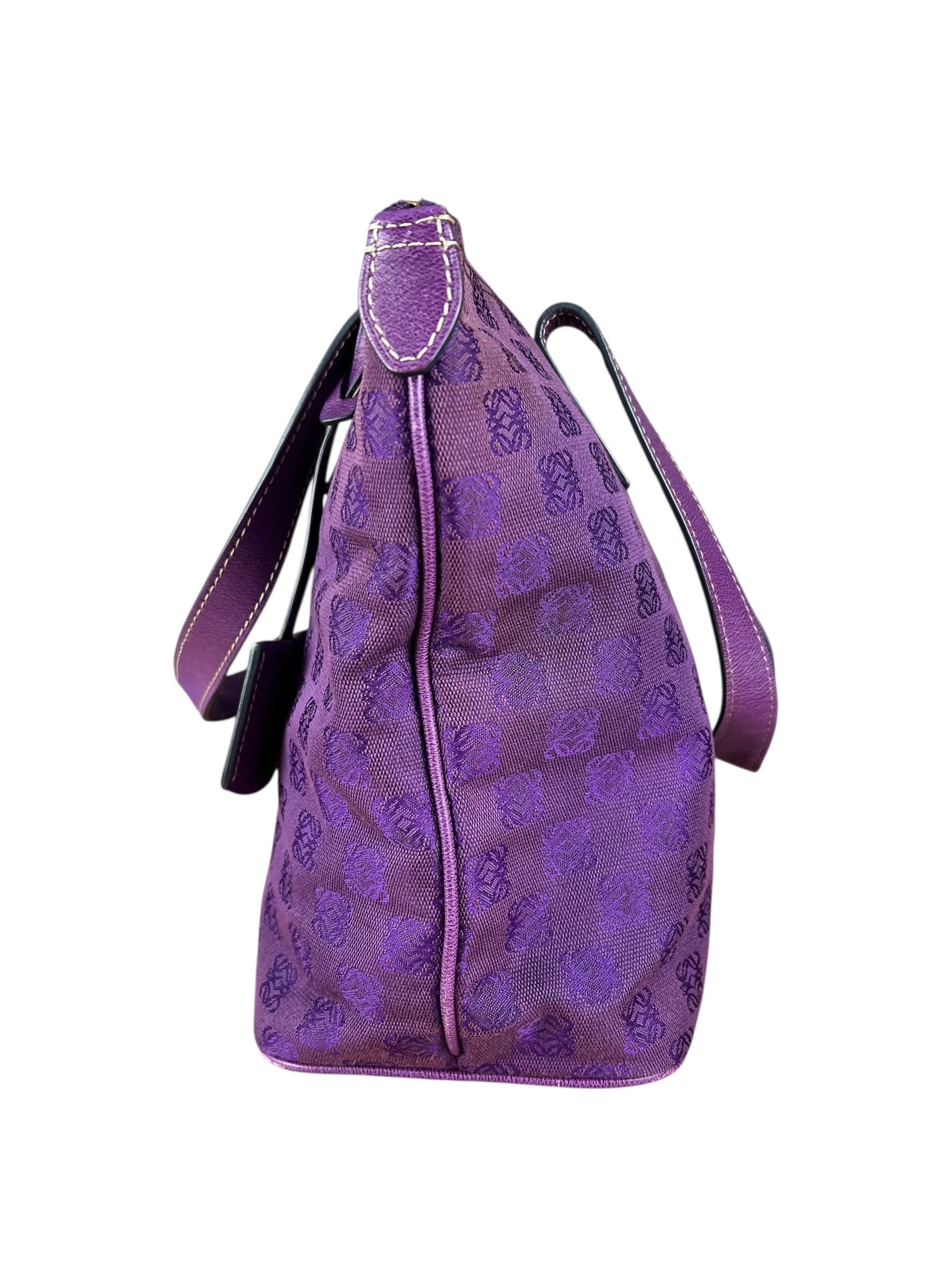 Loewe Vintage Purple Anagram Shoulder Tote