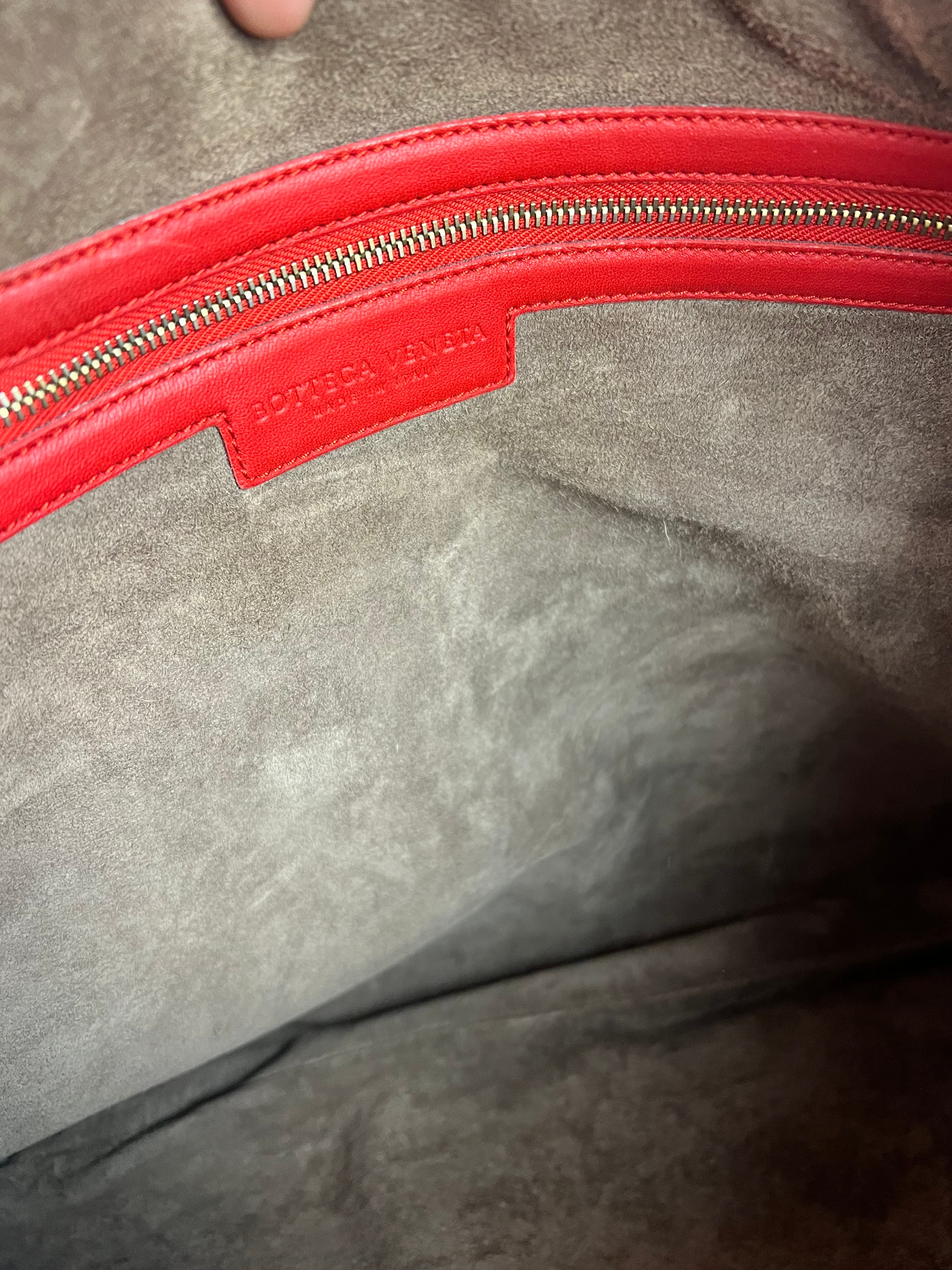 Bottega Veneta Large Intreccio Hobo Bag Red