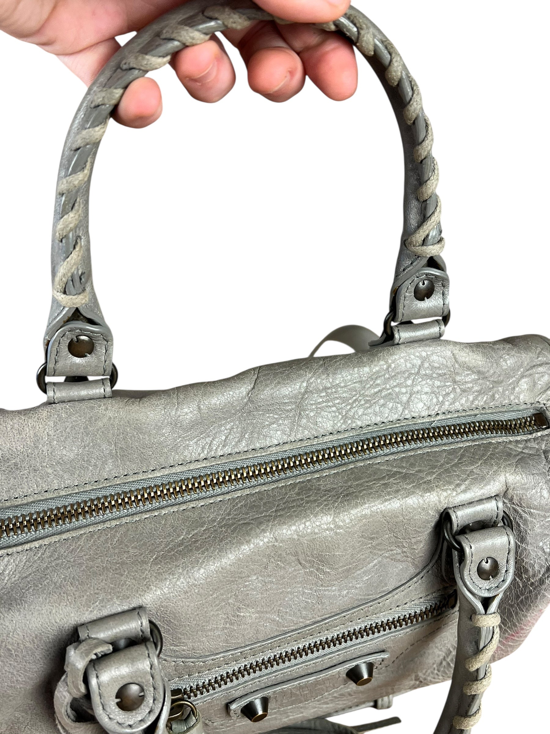 Balenciaga Mini Classic Leather City Bag Grey