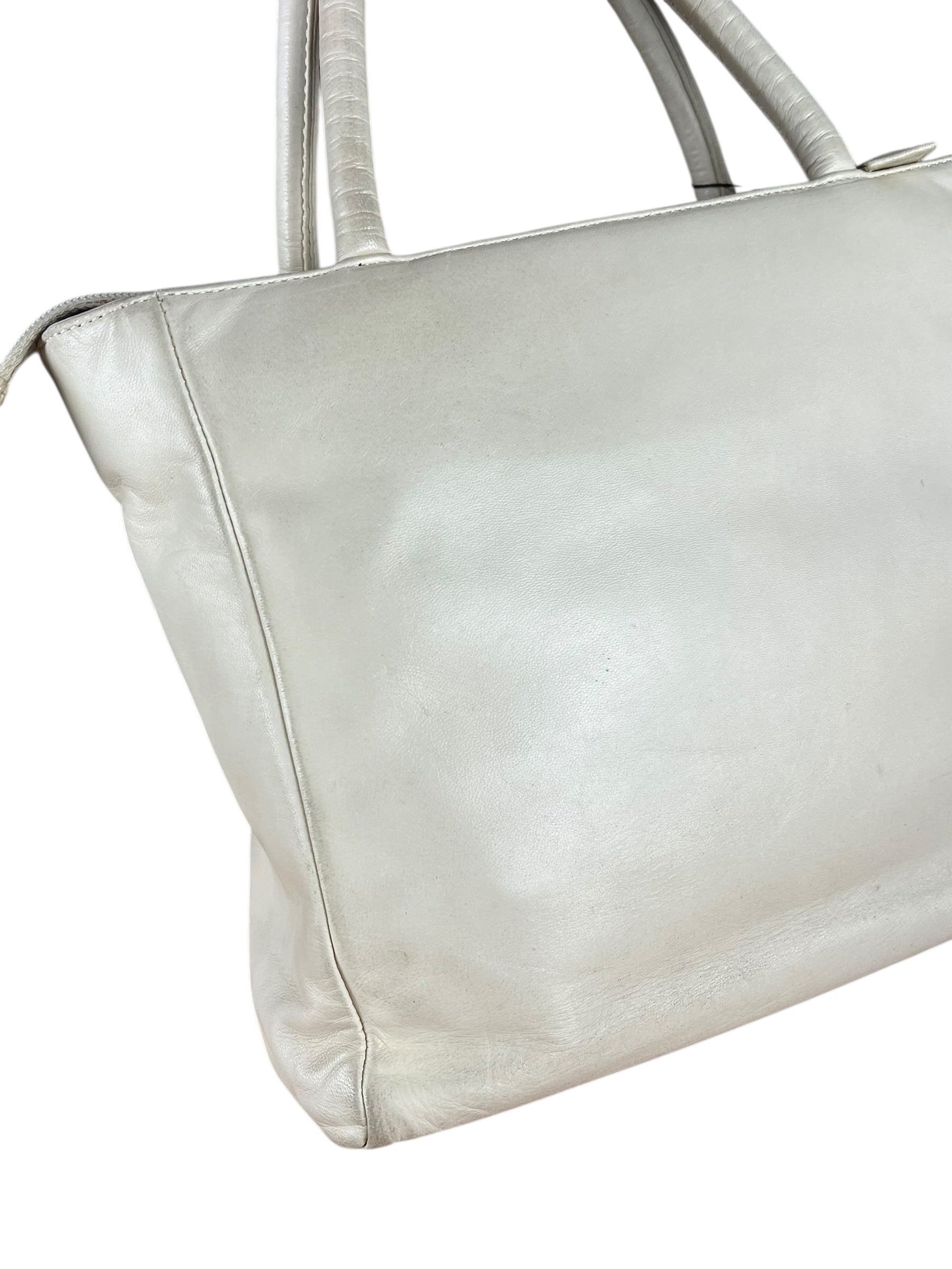 Prada Leather Tote Bag Beige/Ivory