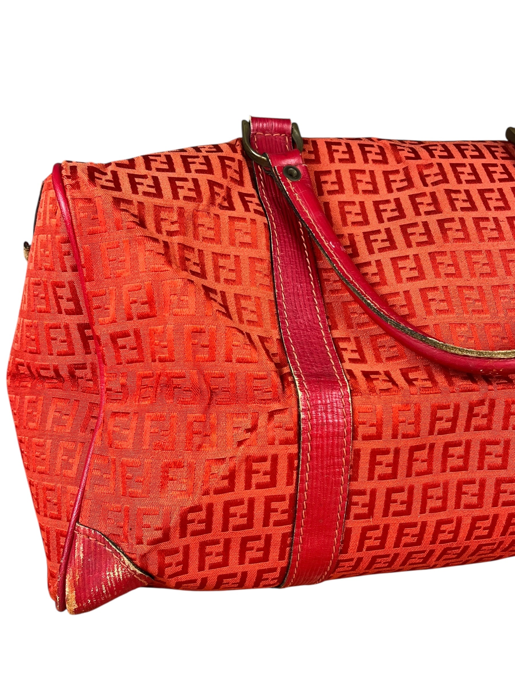 Fendi FF Vintage Boston Bag Red