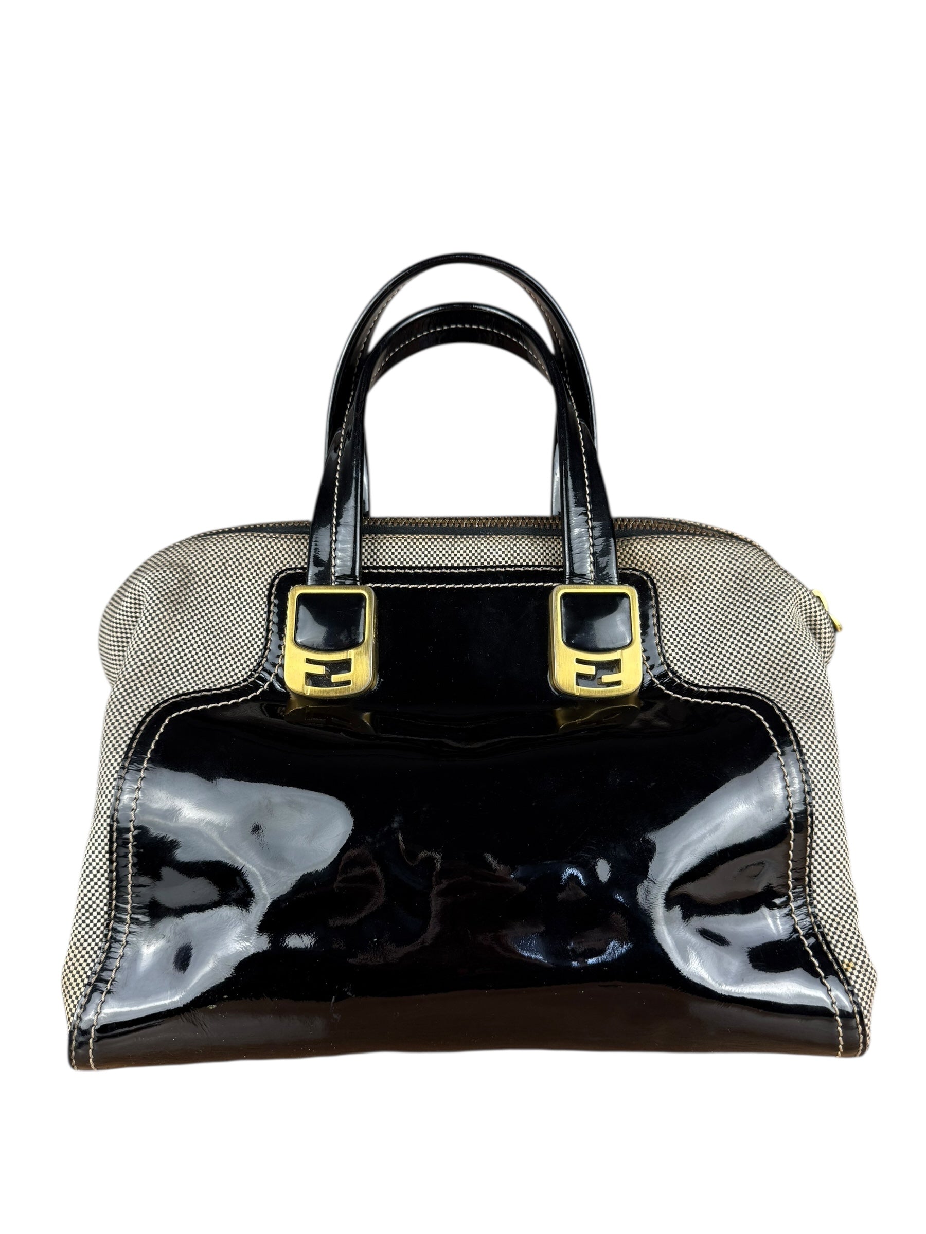 Fendi vintage Chameleon Black Patent Leather Handbag