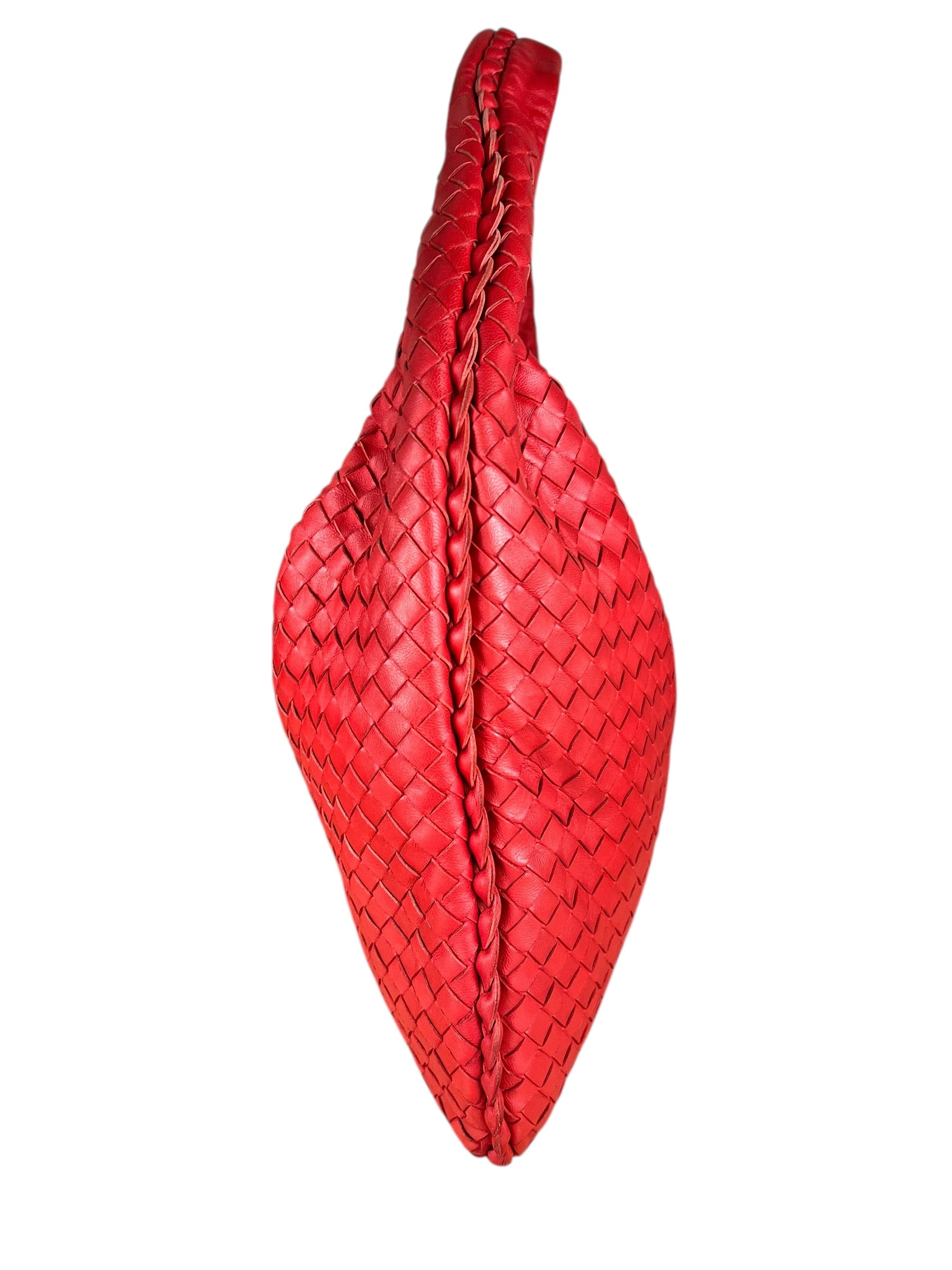 Bottega Veneta Large Intreccio Hobo Bag Red