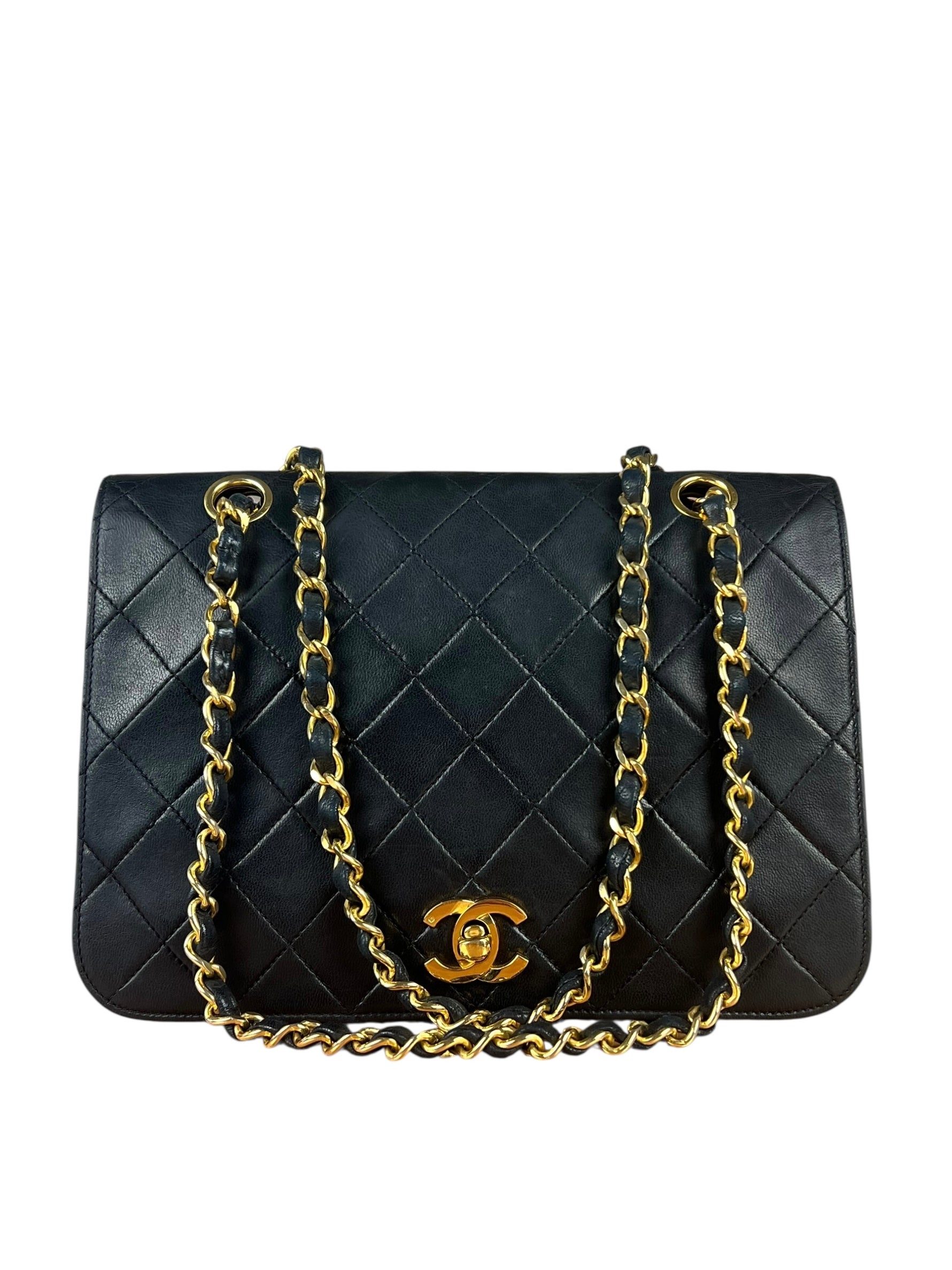 Chanel CC Vintage Black Quilted Chain Flap Bag