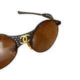 Chanel Steampunk Oval Gold Logo Sunglasses