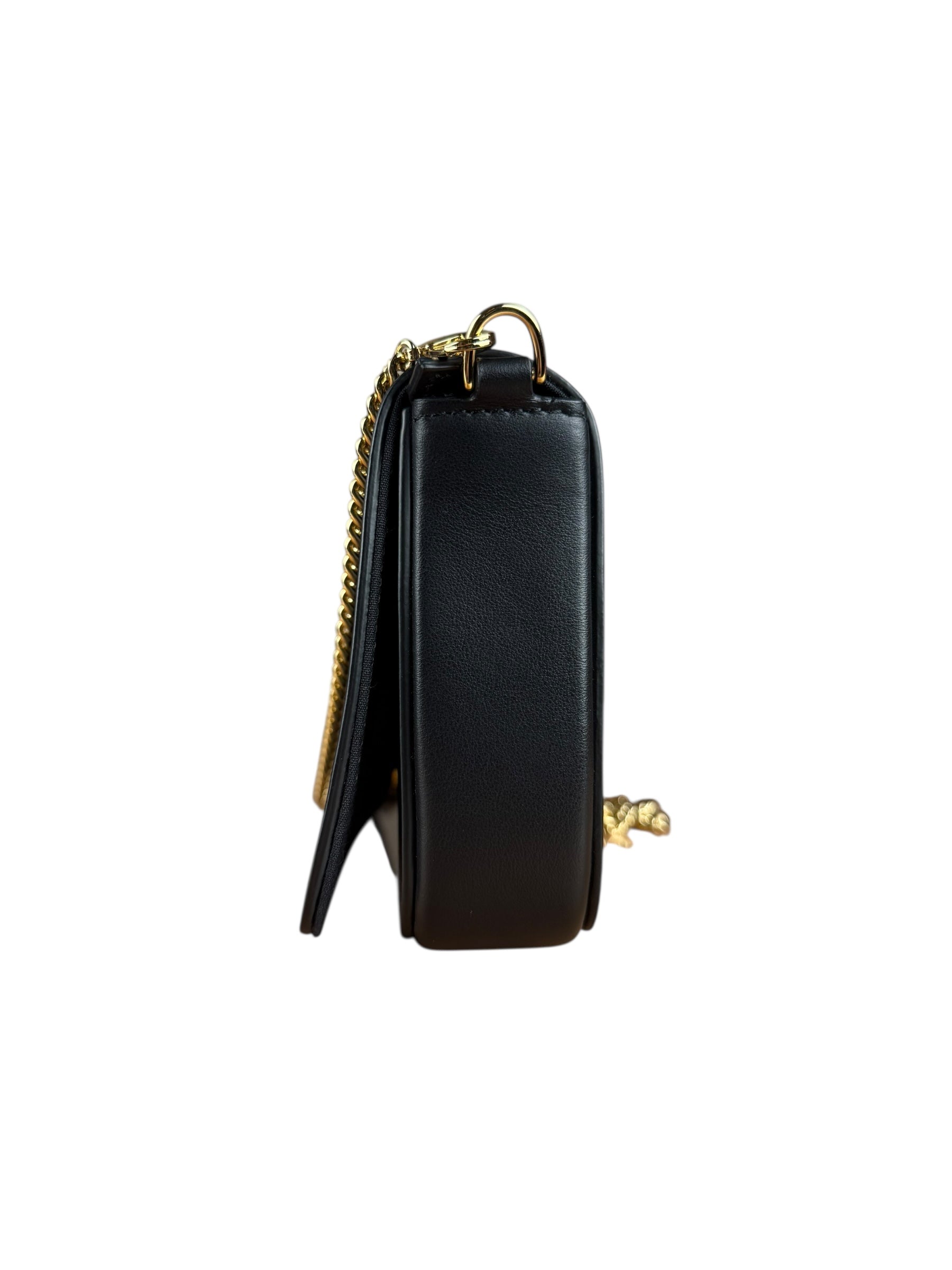 Fendi Fendigraphy Black Leather Wallet on Chain