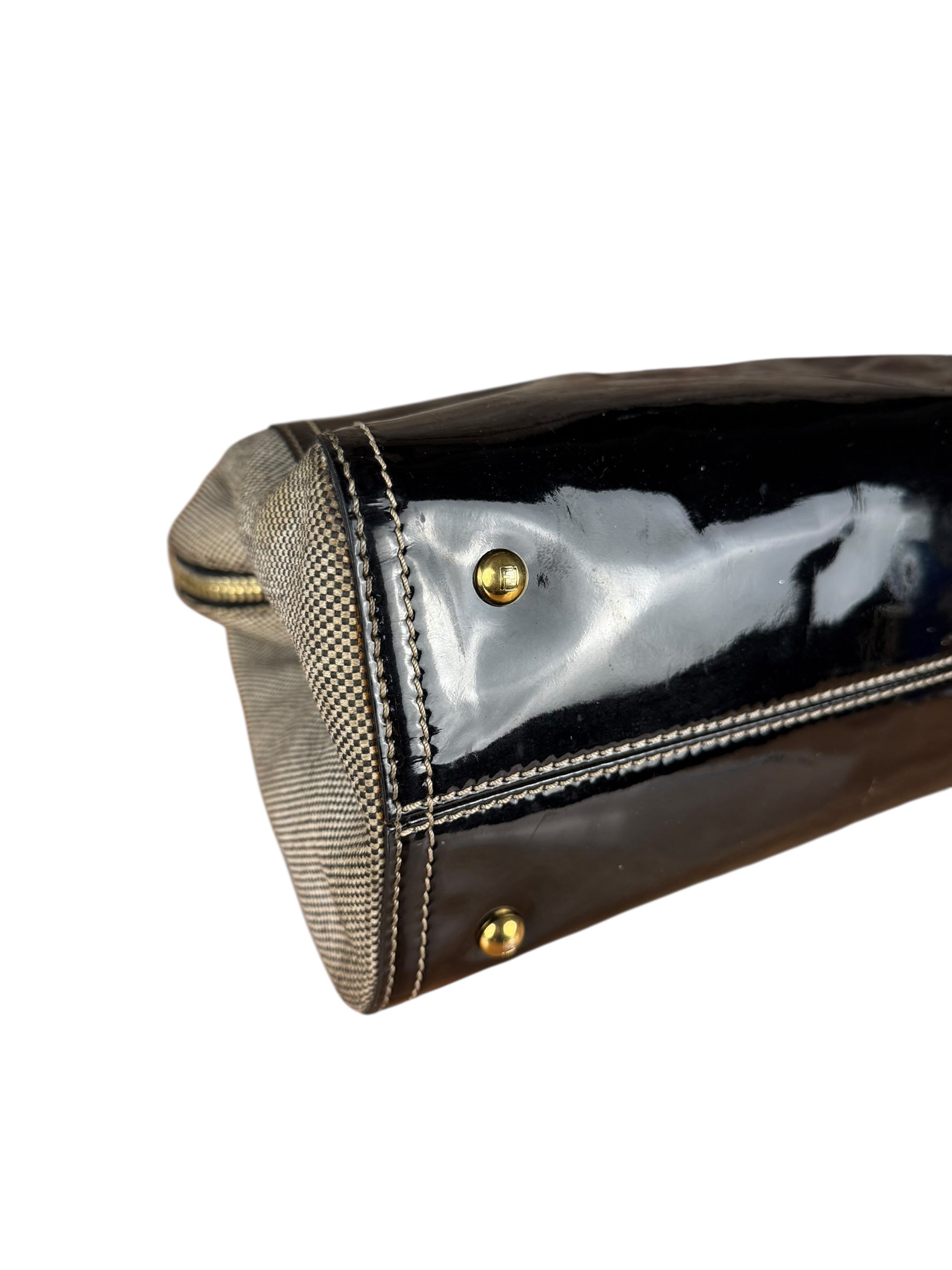 Fendi vintage Chameleon Black Patent Leather Handbag