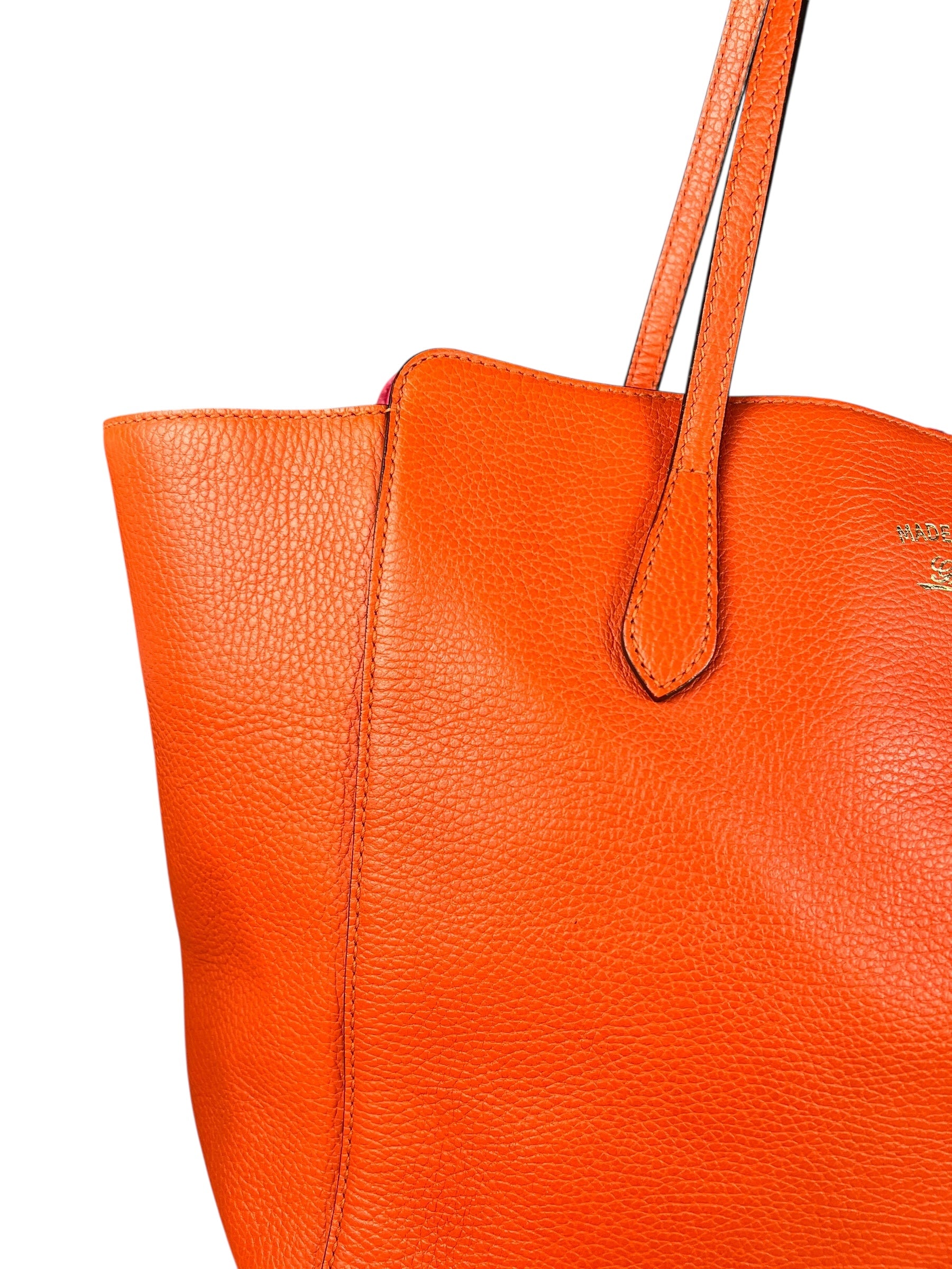 Gucci Orange Pebble Leather Swing Medium Tote