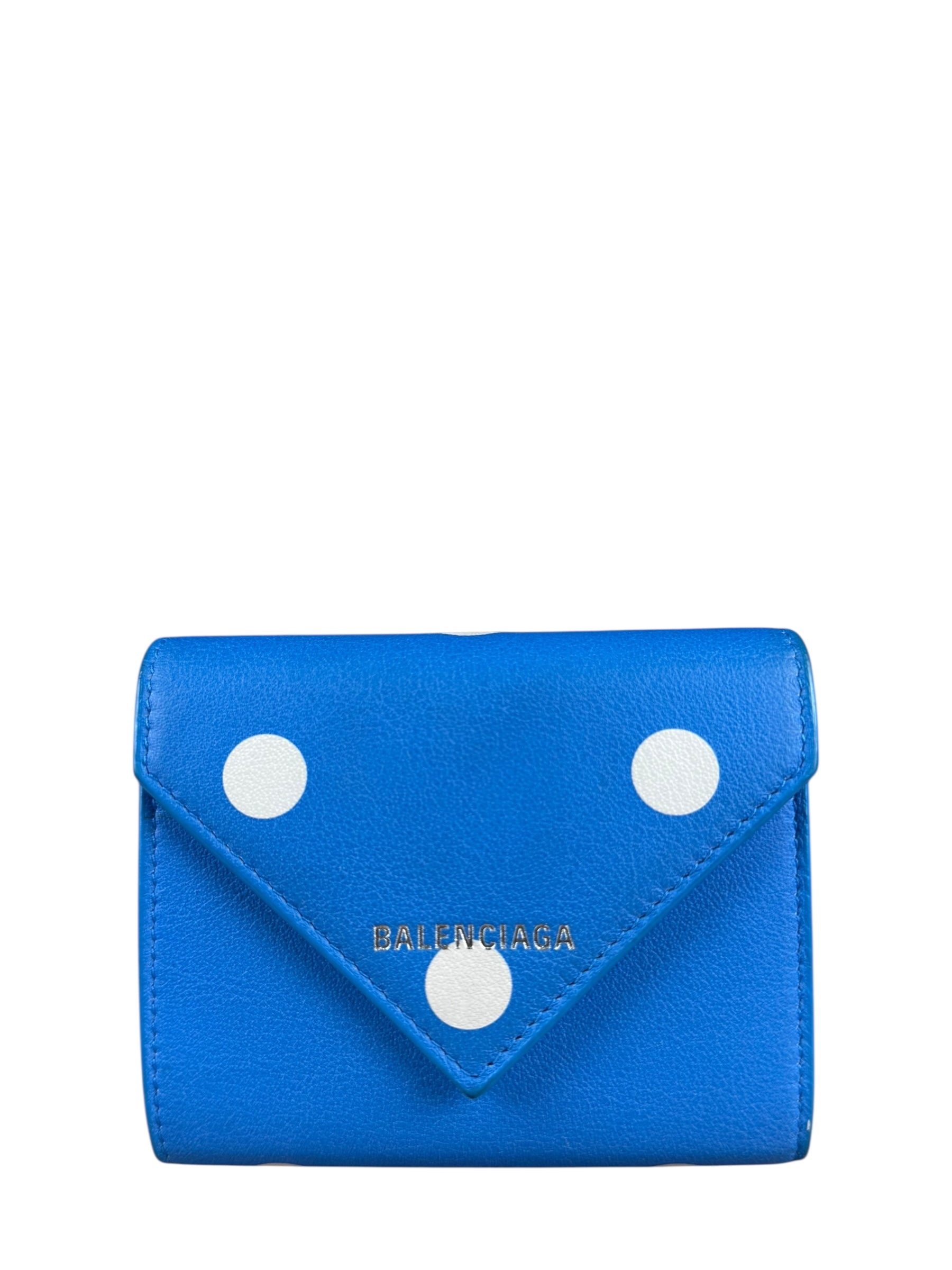 Balenciaga Blue Polka Dot Tri-Fold Wallet