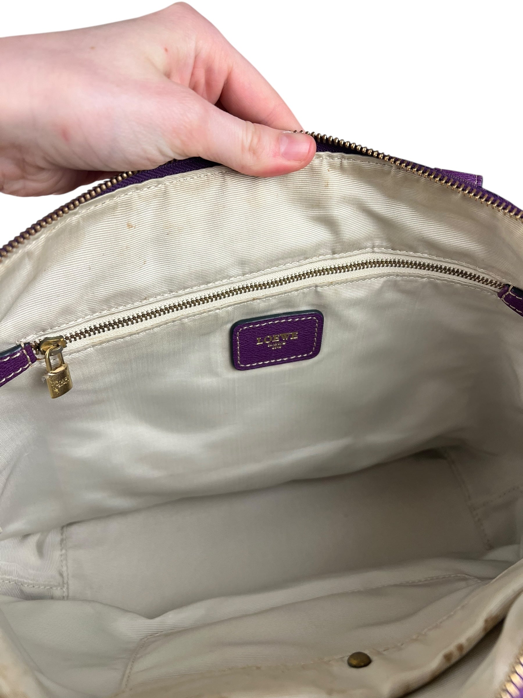 Loewe Vintage Purple Anagram Shoulder Tote