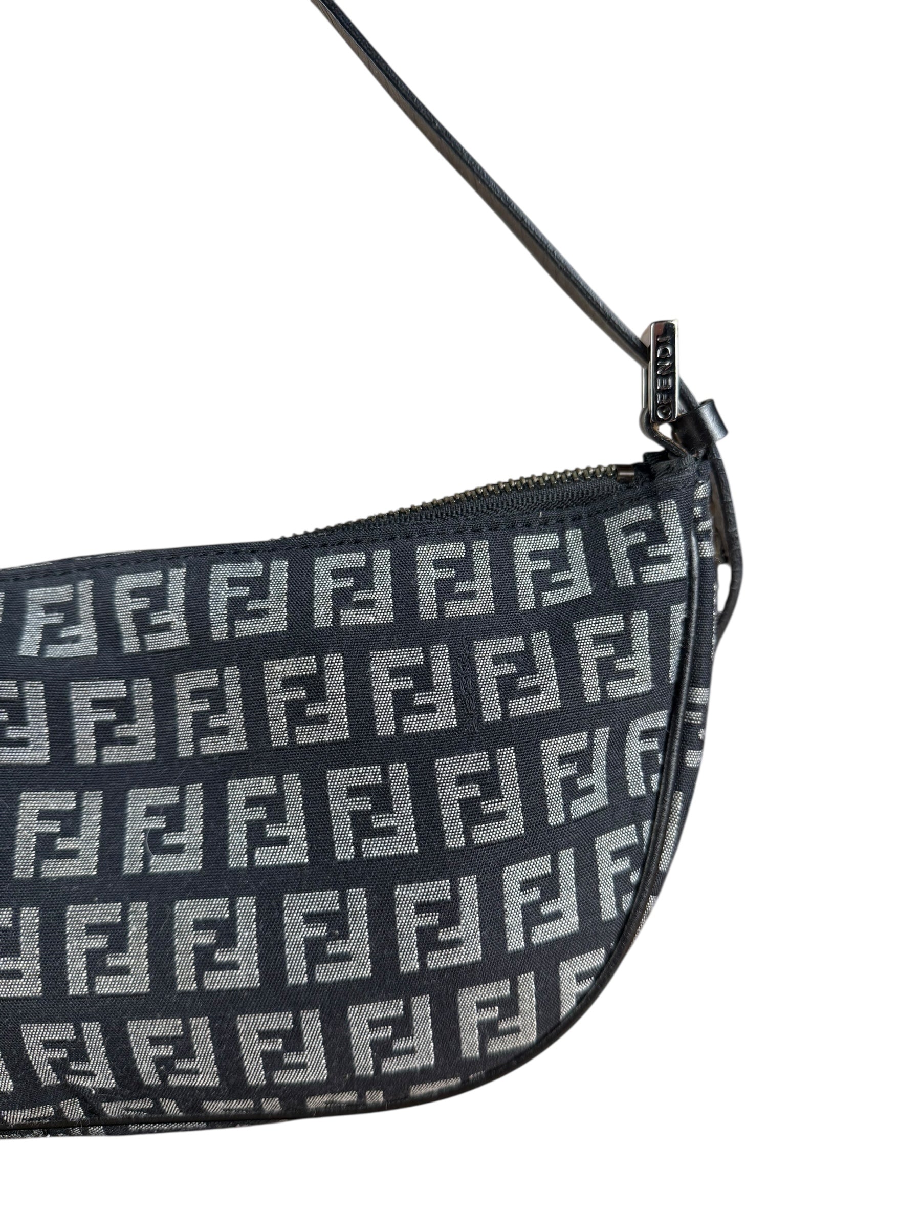 Fendi FF Black Canvas Boat Pochette