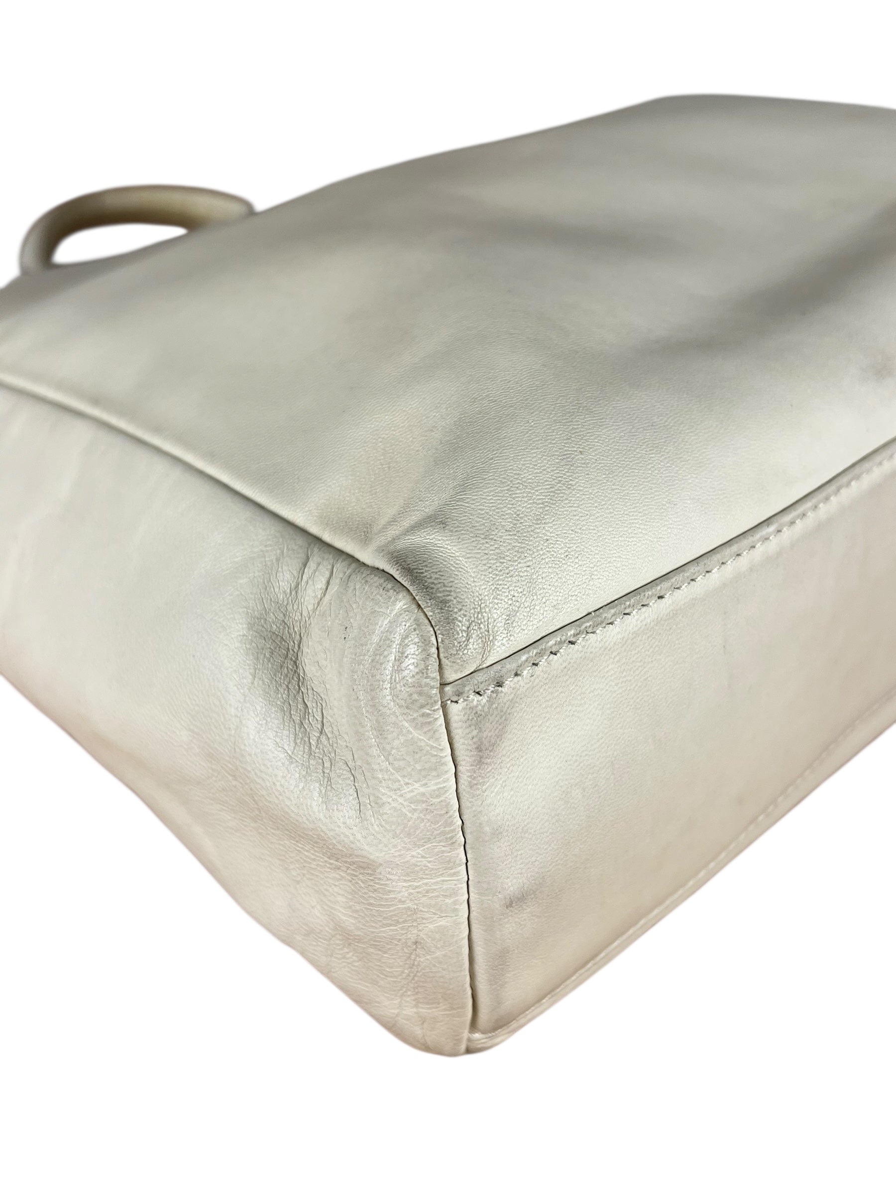 Prada Leather Tote Bag Beige/Ivory