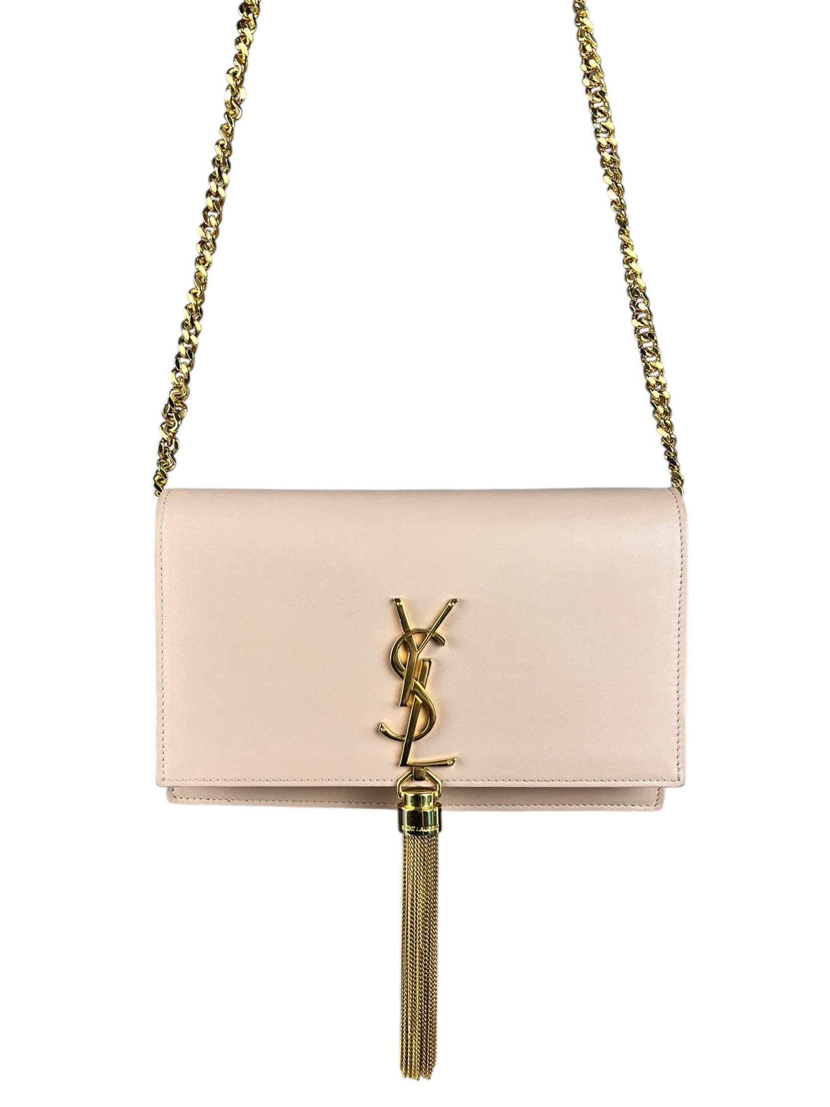 Saint Laurent Smooth Calfskin Monogram Kate Tassel Chain Pink