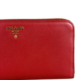 Prada Red Saffiano Leather Long Zippy Wallet