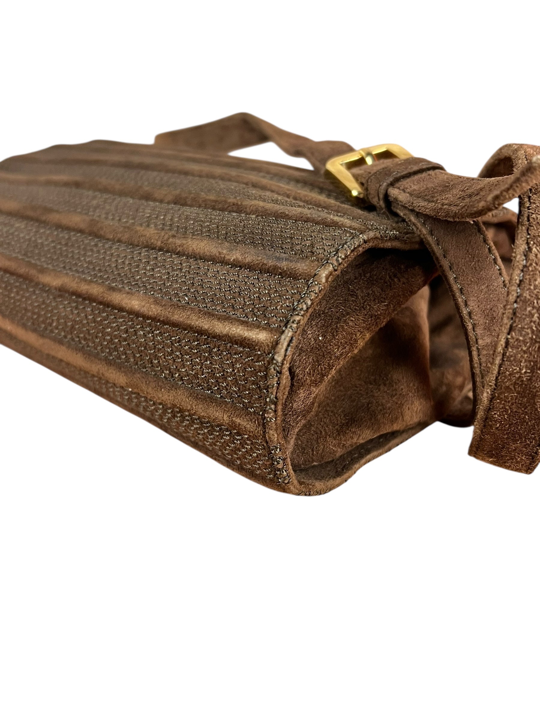 Loewe Vintage Striped Brown Suede Crossbody