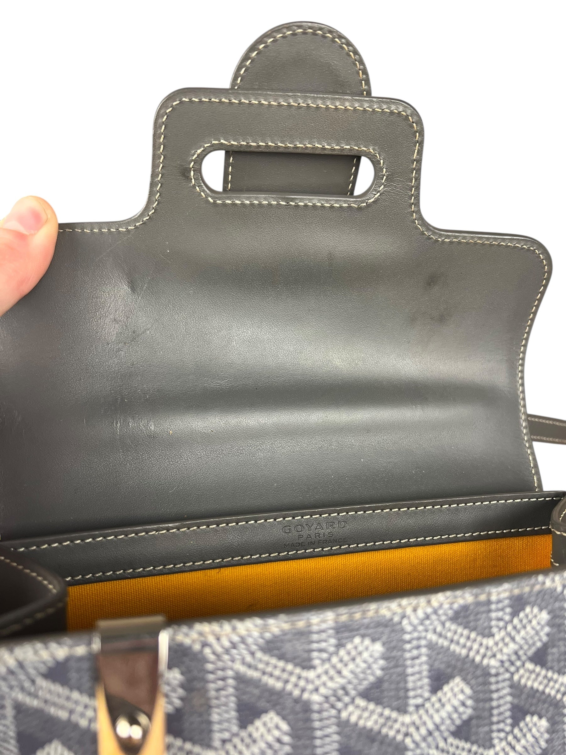 Goyard Mini Grey Goyardine Saigon Top Handle Bag