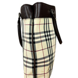 Burberry Leather Trim Nova Check Tote Bag