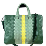 Bottega Veneta Intercciato Multicolor Business Bag Green/Yellow