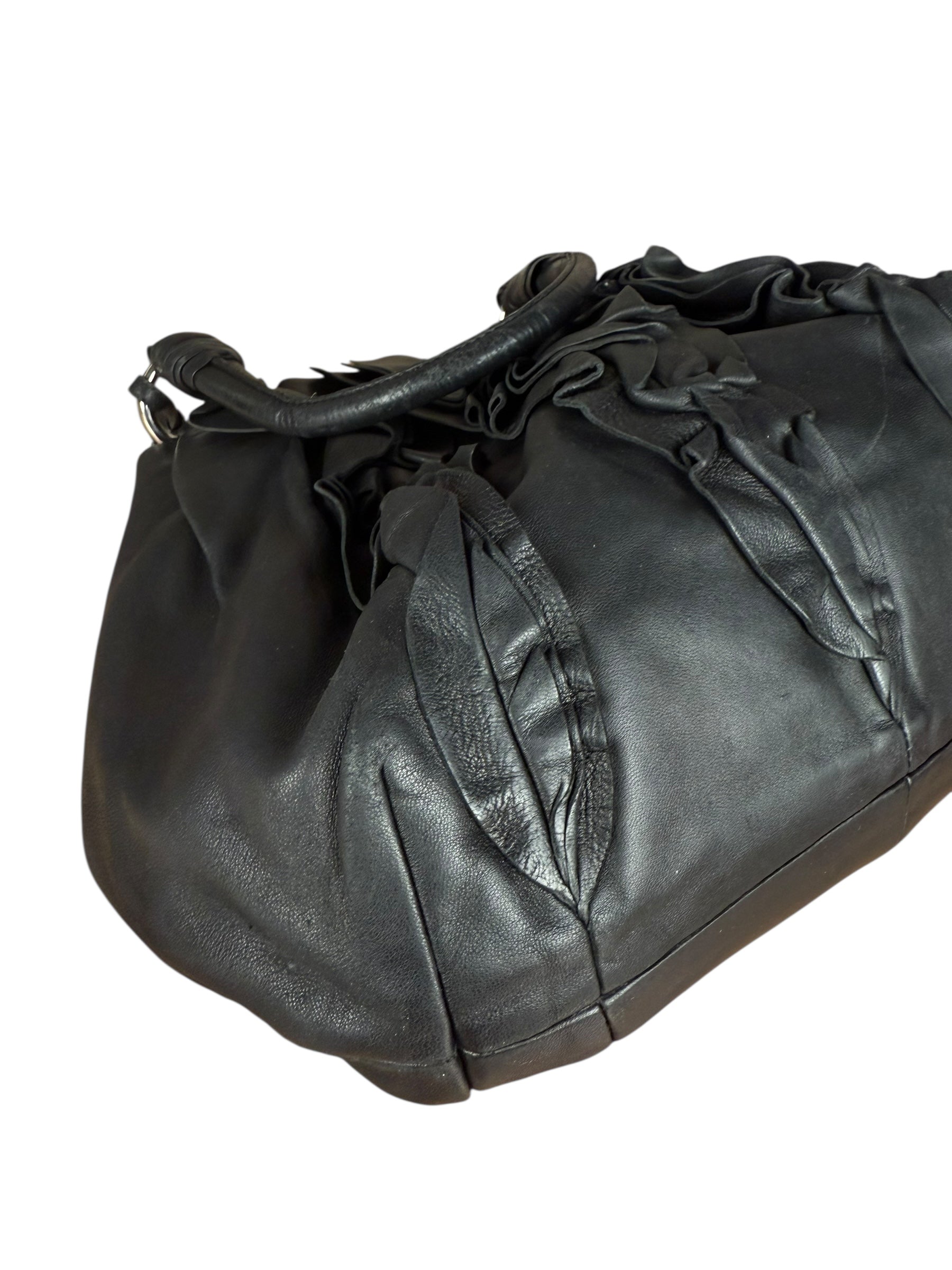 Prada Nappa Leather Ruffle Hobo Shoulder Bag