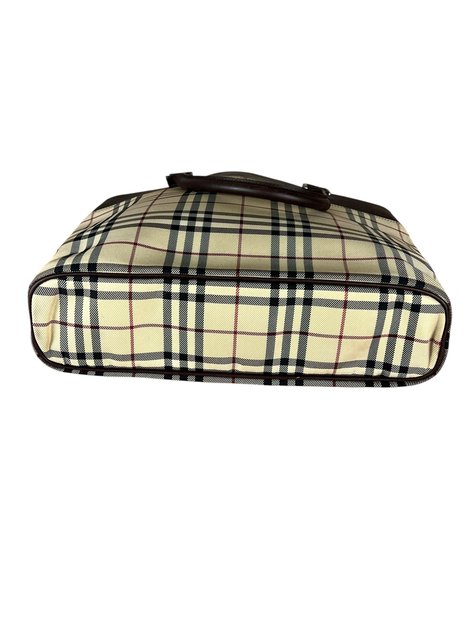 Burberry Leather Trim Nova Check Tote Bag