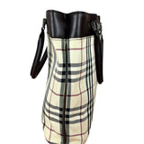 Burberry Leather Trim Nova Check Tote Bag