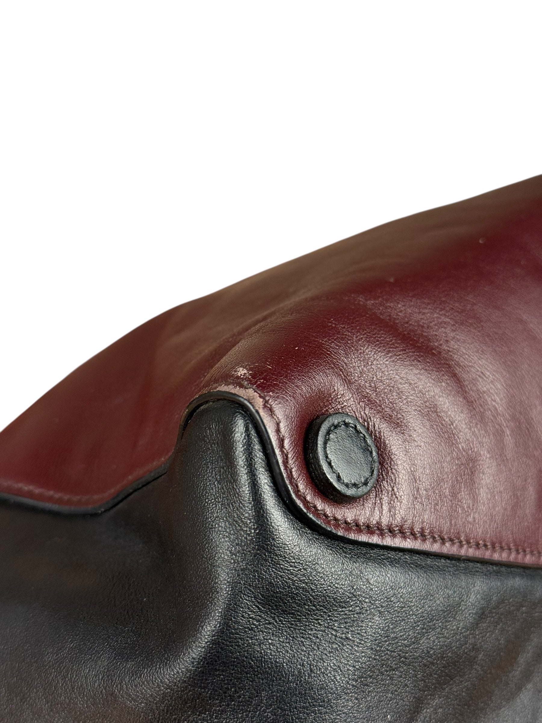 Prada Black/Burgundy Leather Shoulder Tote