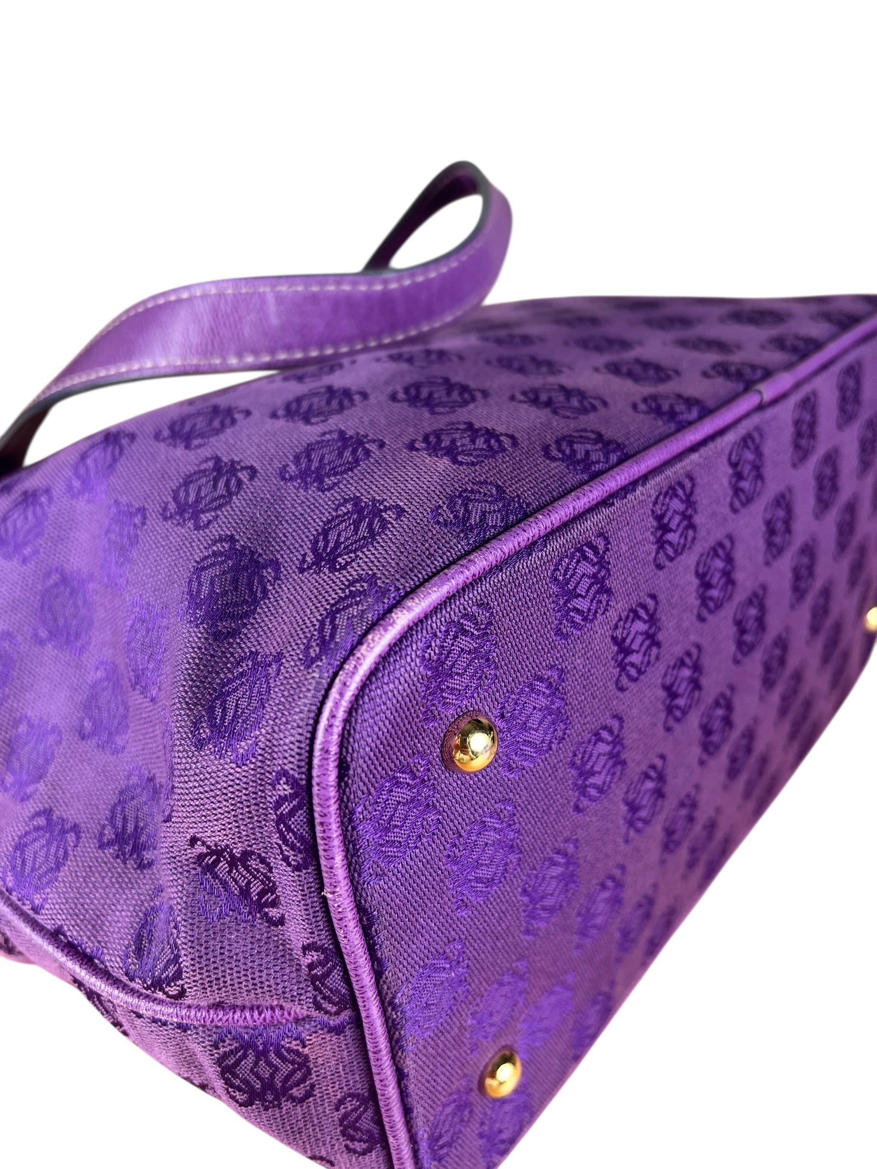 Loewe Vintage Purple Anagram Shoulder Tote