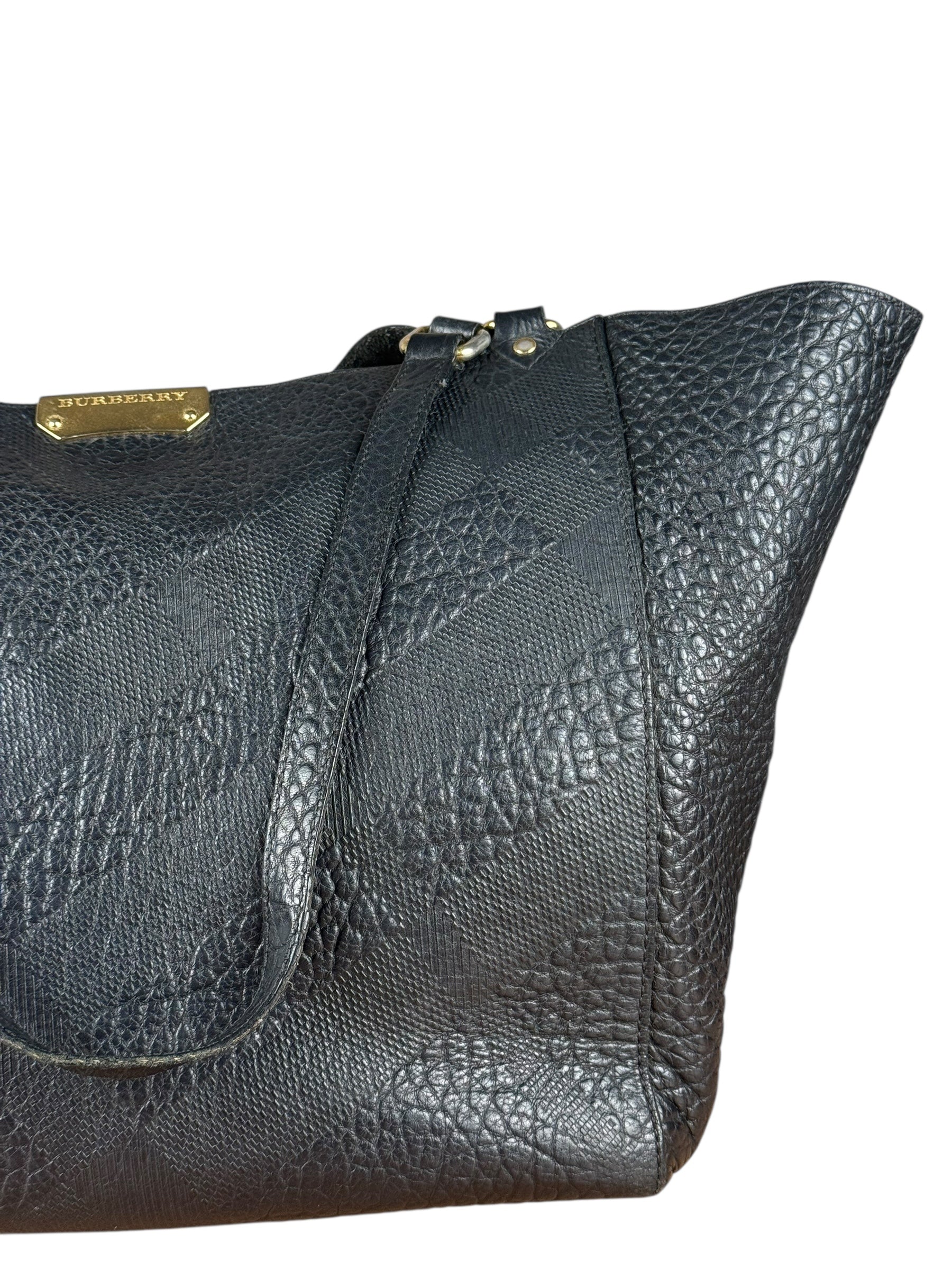 Burberry Black Pebbled Leather Shoulder Bag