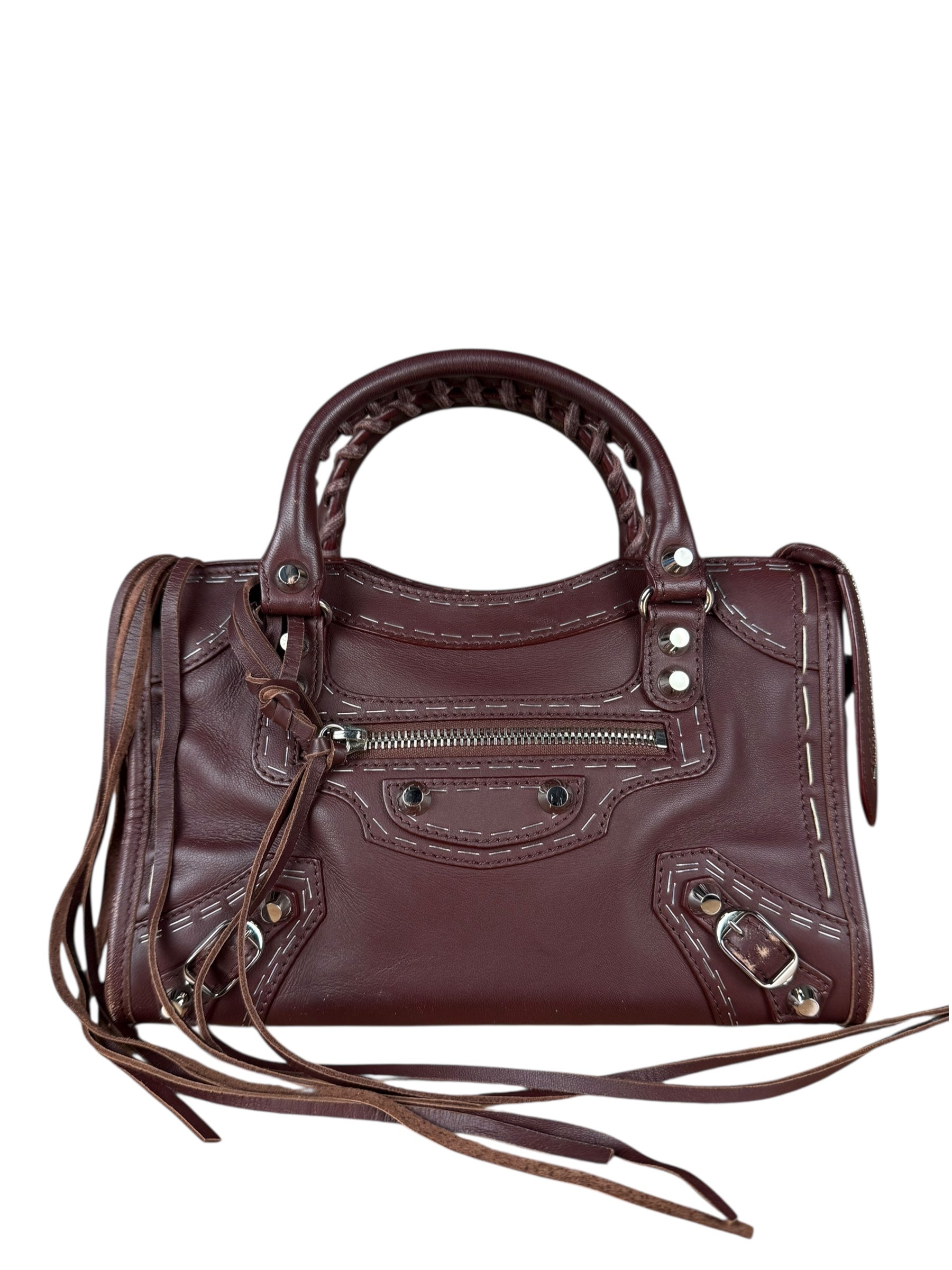 Balenciaga Burgundy Mini City Bag