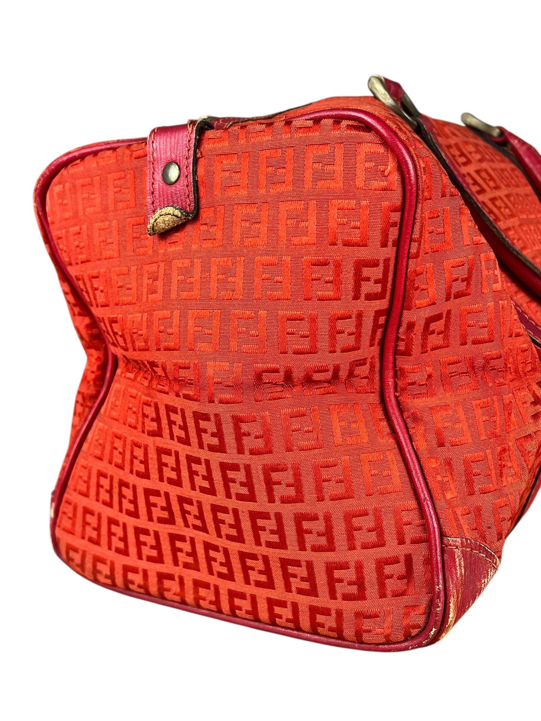 Fendi FF Vintage Boston Bag Red