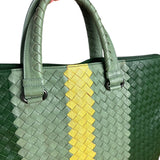 Bottega Veneta Intercciato Multicolor Business Bag Green/Yellow