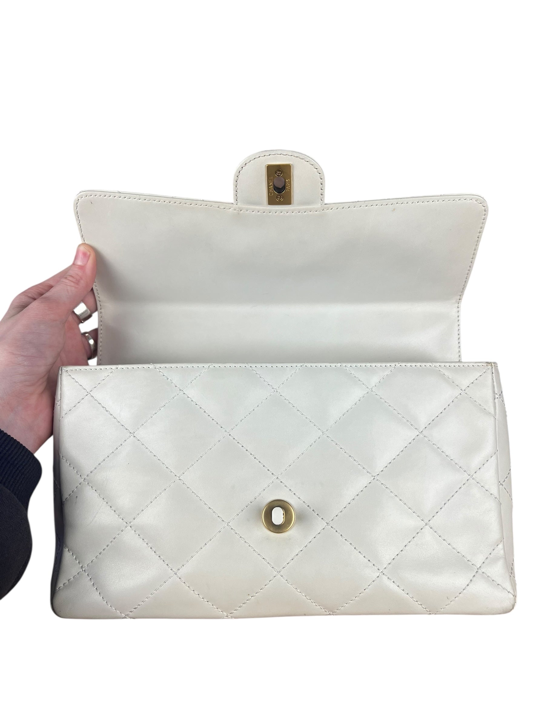 Chanel Classique White Quilted Leather Flap Bag 2001