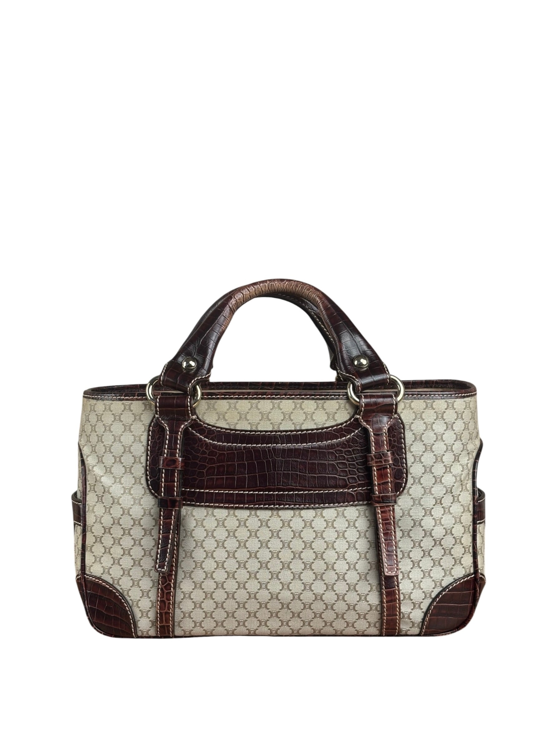 Celine Vintage Bicolor Leather Trim Macadam Boogie Handbag