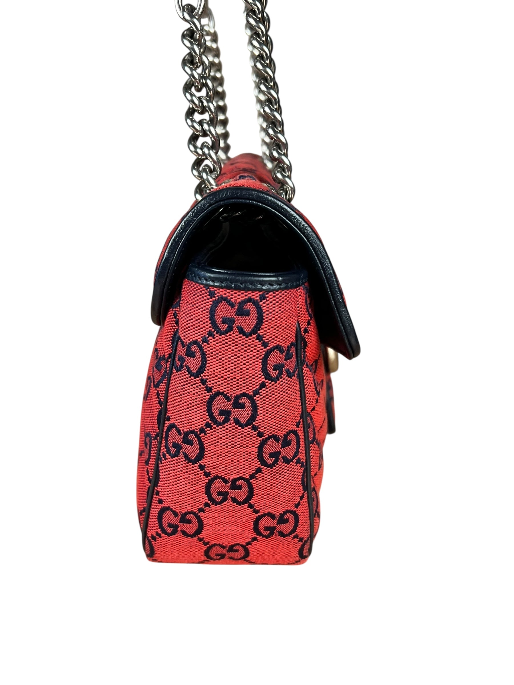 Gucci GG Red Marmont Flap Chain Shoulder Bag