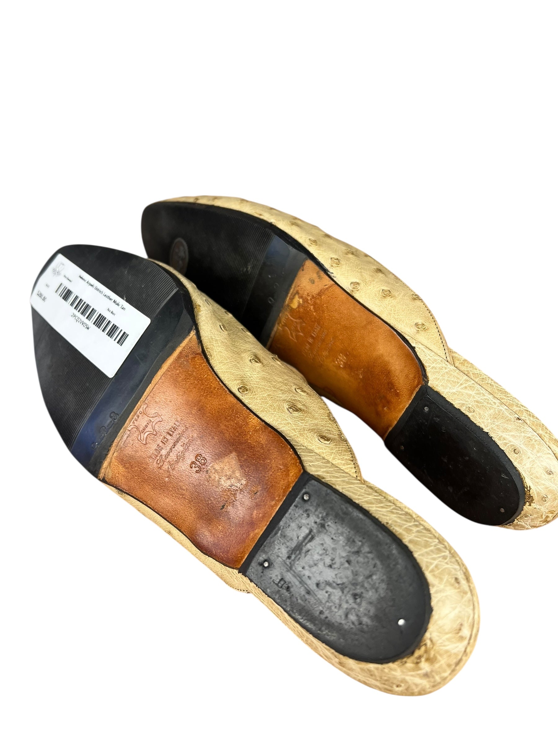 Helene Arpels Ostrich Leather Mule Tan