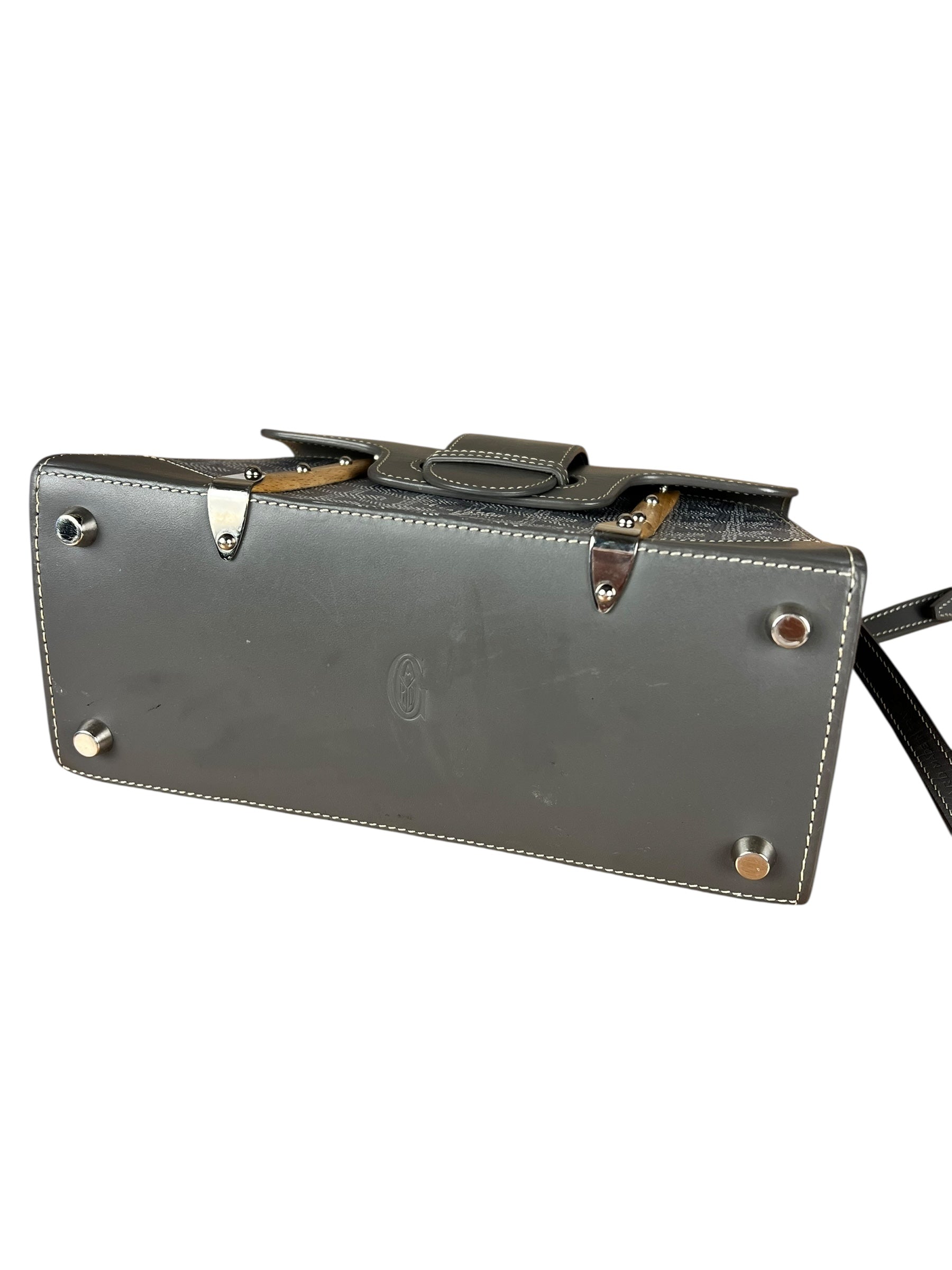 Goyard Mini Grey Goyardine Saigon Top Handle Bag