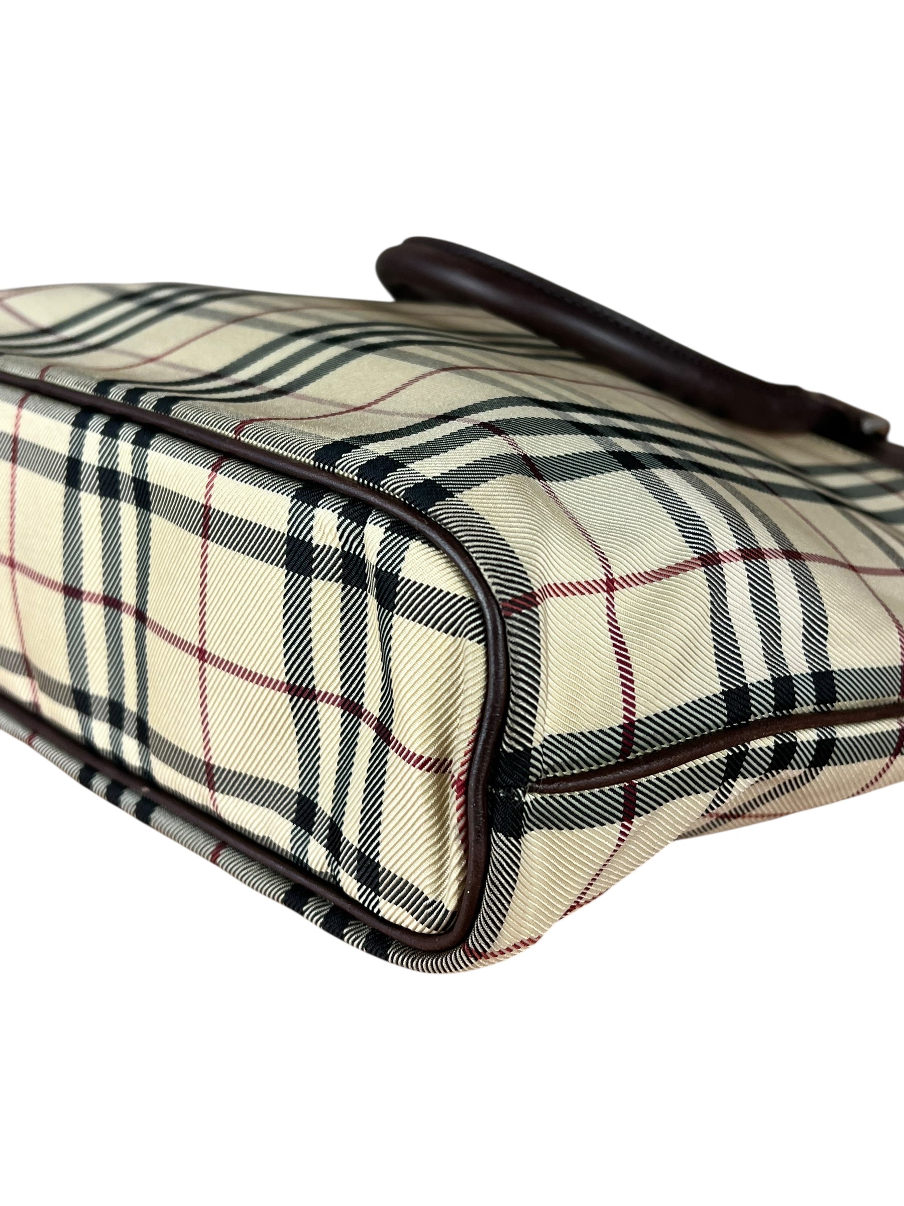 Burberry Leather Trim Nova Check Tote Bag