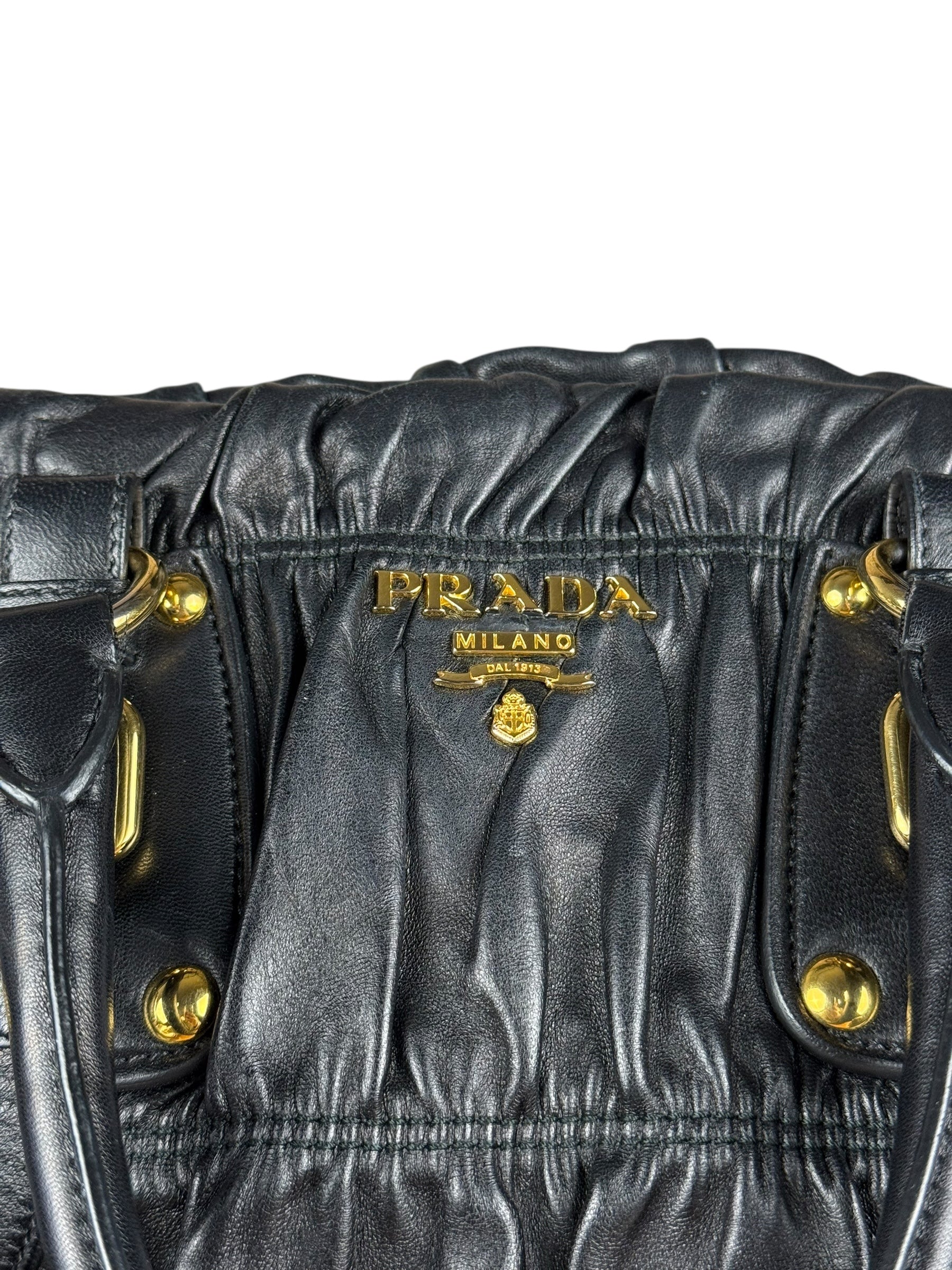 Prada Nappa Leather Ruffle Hobo Shoulder Bag